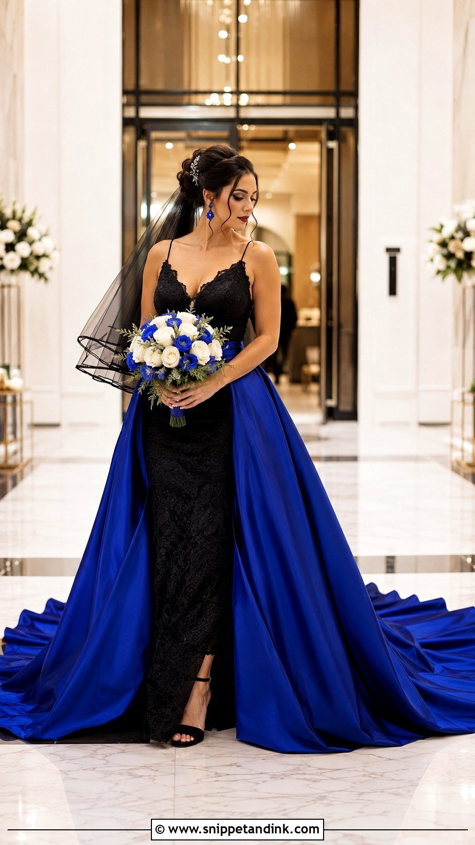 Black and Blue Detachable Skirt Wedding Dress - Snippet and Ink - 20 Black and Blue Wedding Dress Ideas