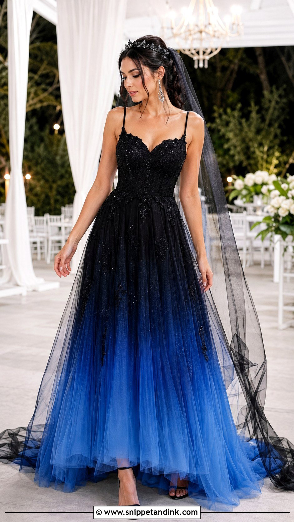 Black and Blue Ombre Wedding Dress - Snippet and Ink - 20 Black and Blue Wedding Dress Ideas