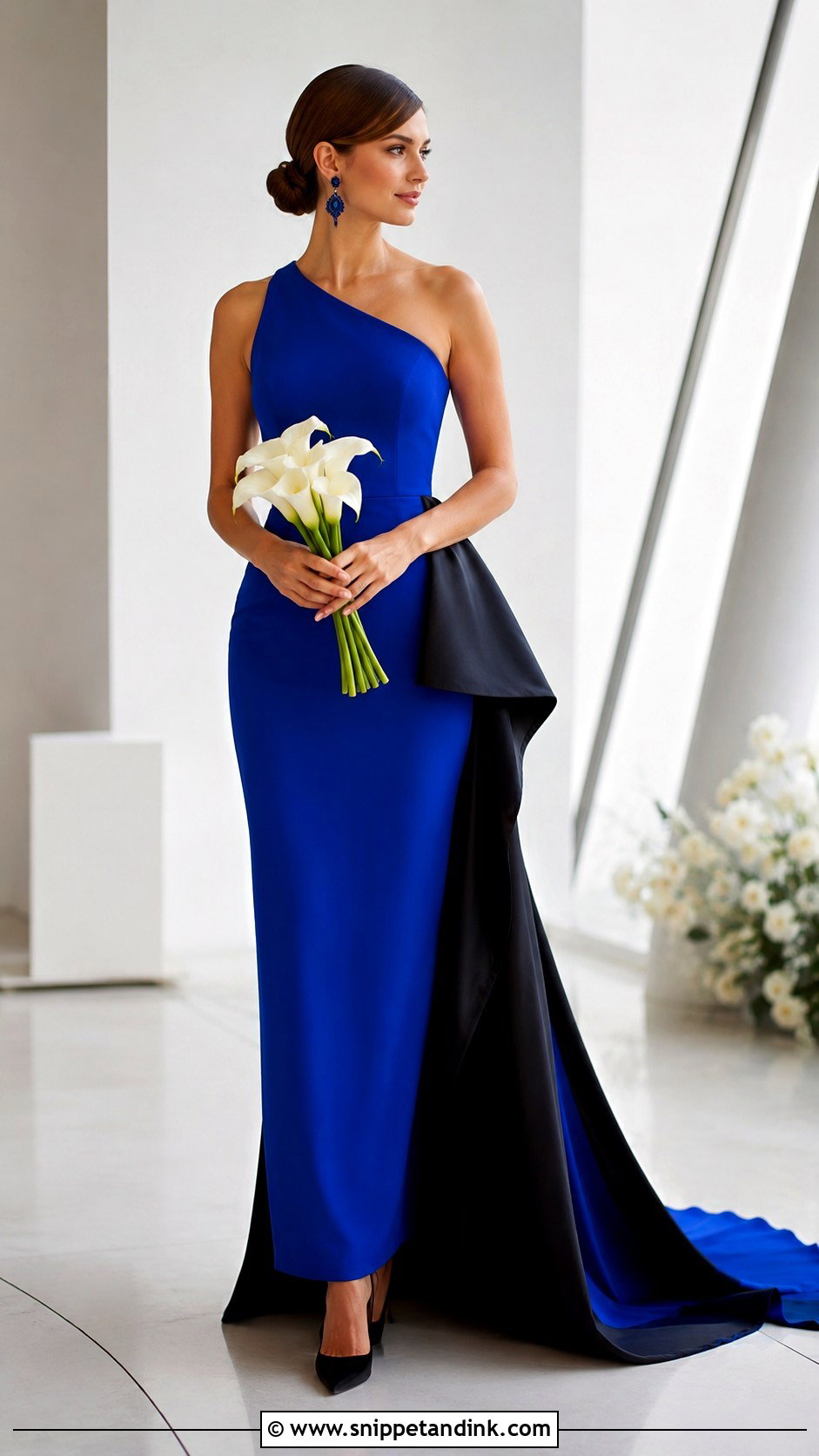 Black and Blue One Shoulder Wedding Dress - Snippet and Ink - 20 Black and Blue Wedding Dress Ideas