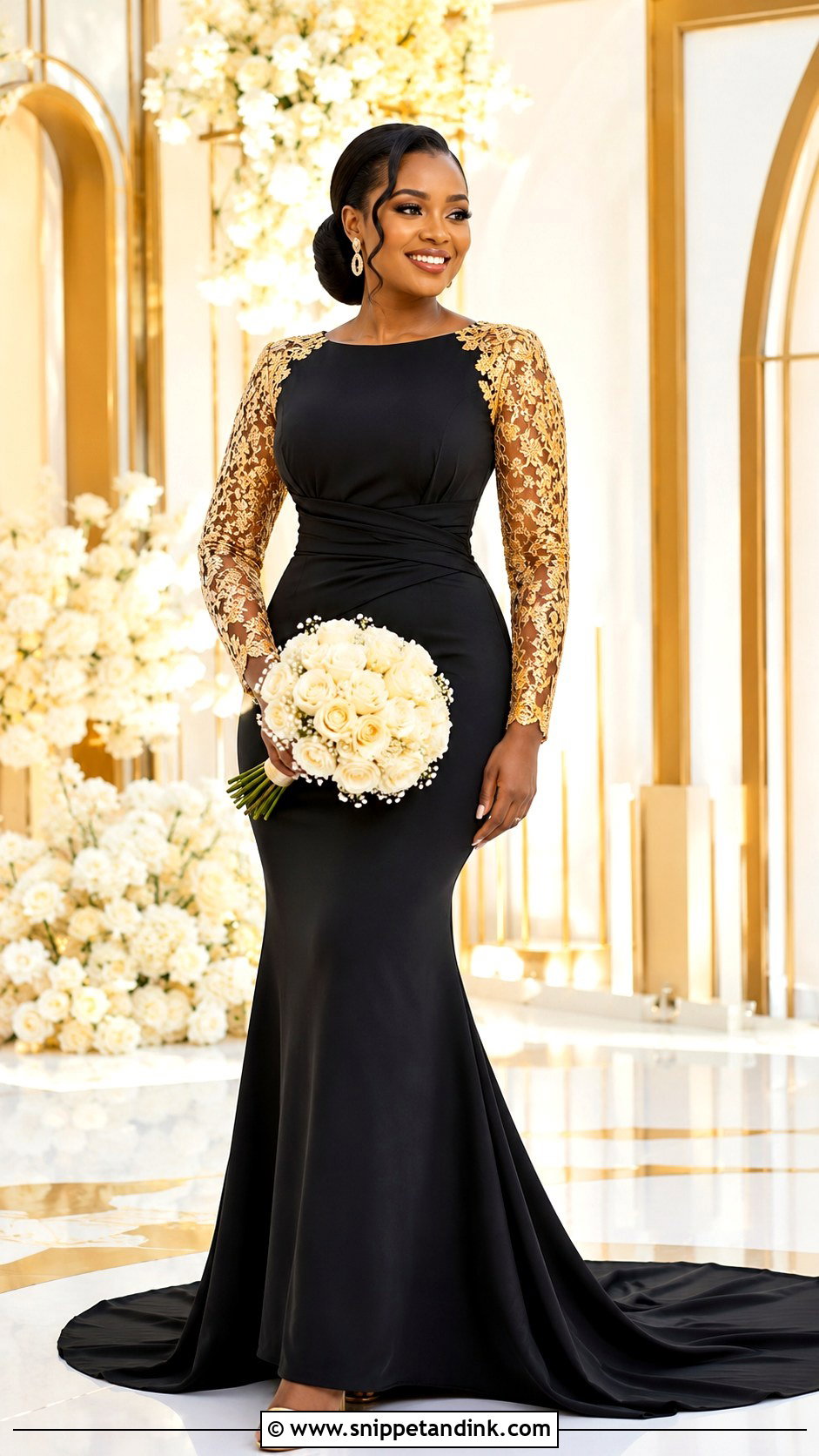 Black and Gold Bridal Train Dress - Snippet and Ink - 20 Bridal Train Dresses Nigeria
