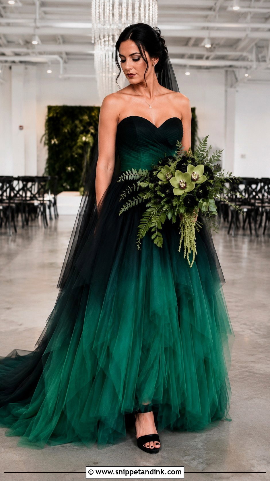Black and Green Ombre Wedding Dress - Snippet and Ink - 20 Black and Green Wedding Dress Ideas