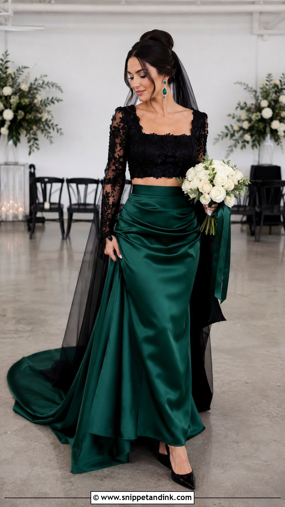Black and Green Two Piece Wedding Dress - Snippet and Ink - 20 Black and Green Wedding Dress Ideas