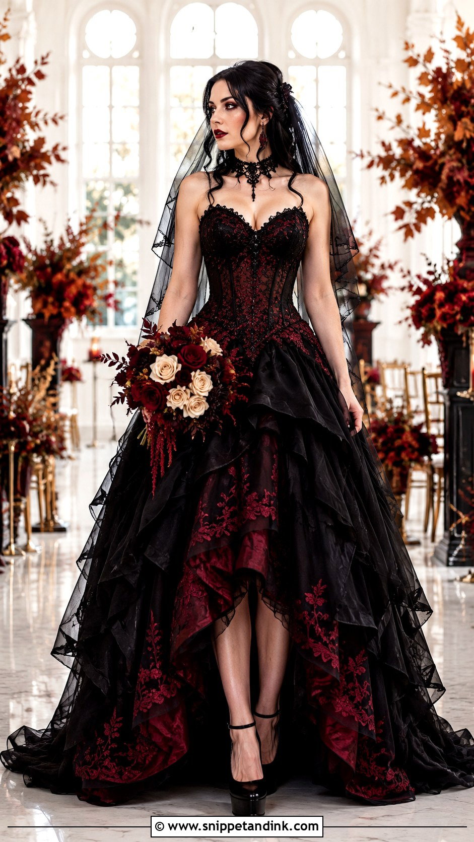 Black and Red Goth Wedding Dress - Snippet and Ink - 20 Black Goth Wedding Dress Ideas