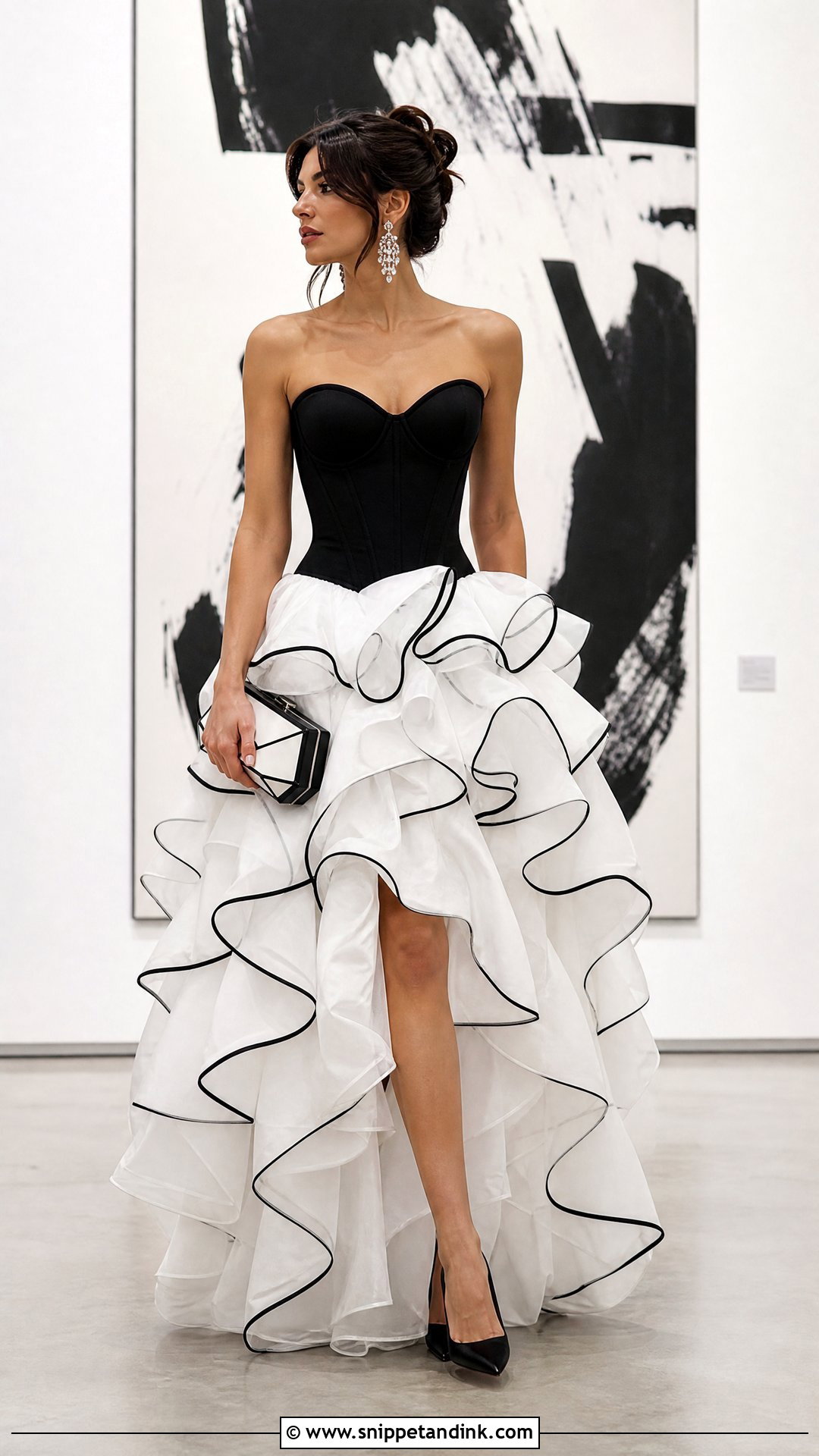 Black and White Ruffle Ball Gown - Snippet and Ink - 20 Ruffle Ball Gown Ideas