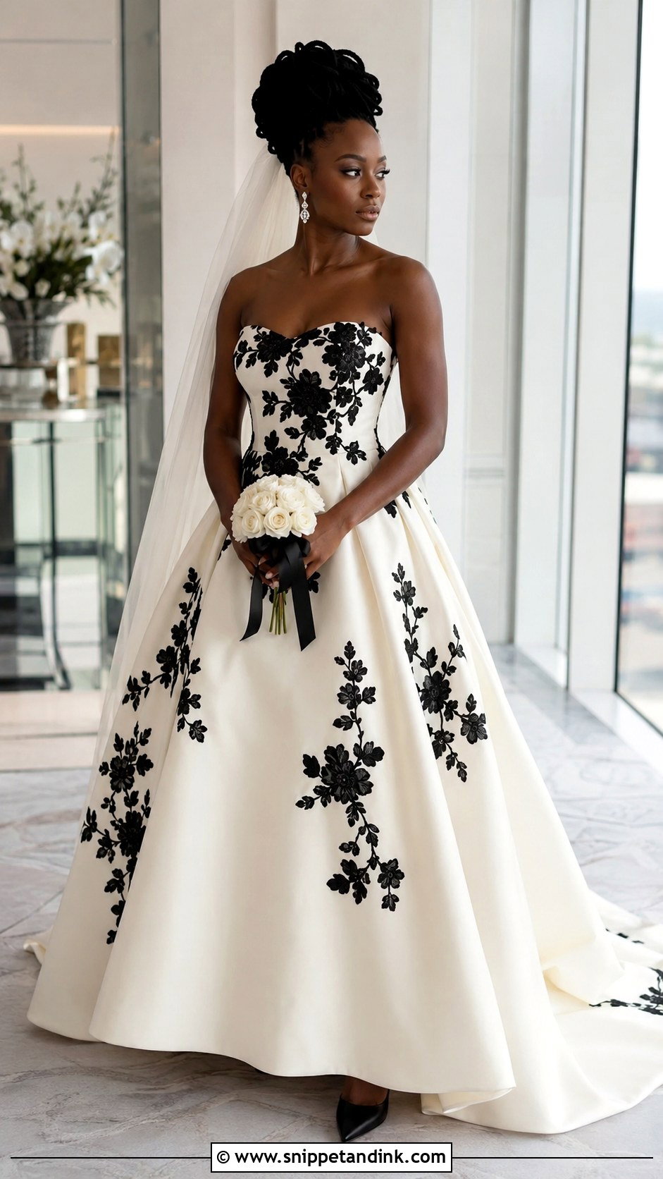Black and White Wedding Dress - Snippet and Ink - 20 Black Bride Wedding Dress Ideas