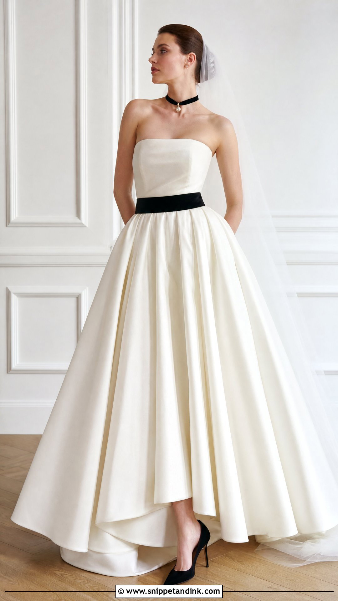 Black and White Wedding Dress With Black Choker - Snippet and Ink - 20 Wedding Dress with Choker Ideas