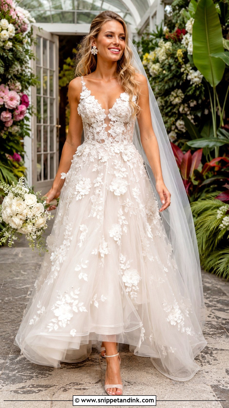 Blake Lively Floral Applique Wedding Dress - Snippet and Ink - 20 Blake Lively Wedding Dress Ideas