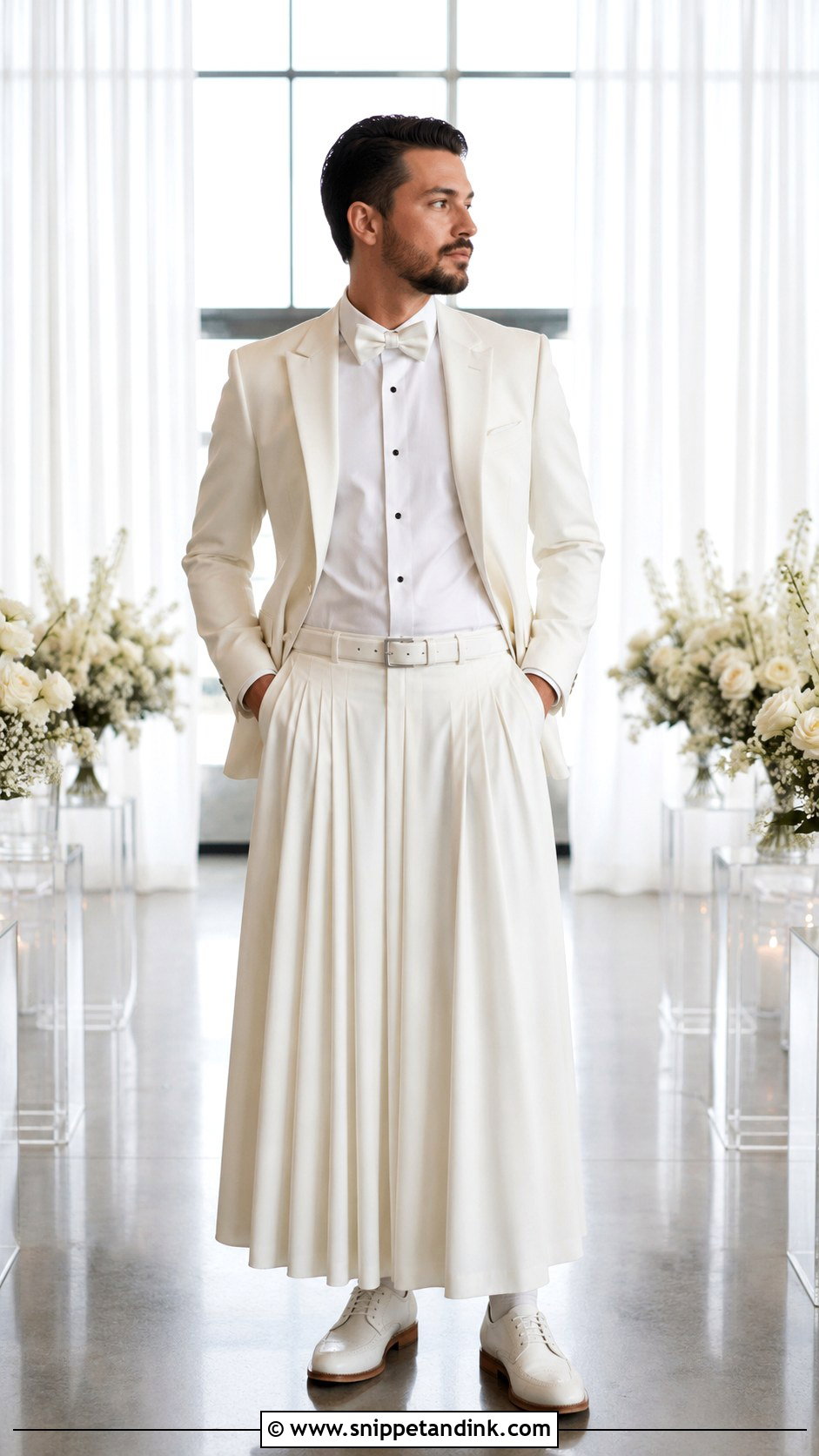 Blazer And Bridal Skirt Masc Wedding Look - Snippet and Ink - 20 Masc Wedding Dress Ideas