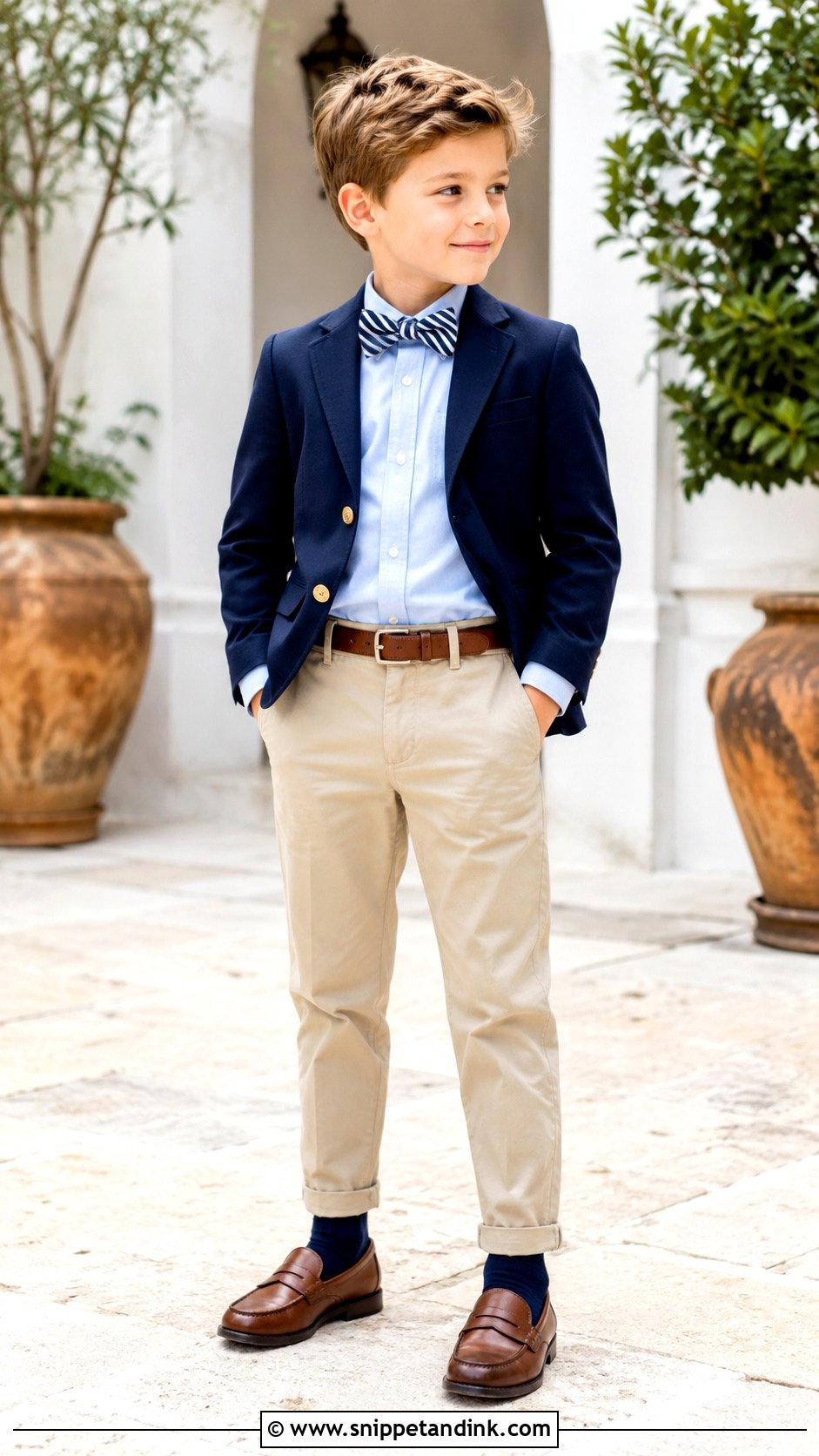 Blazer And Chinos Little Boy Wedding Outfit - Snippet and Ink - 20 Little Boy Wedding Outfit Ideas