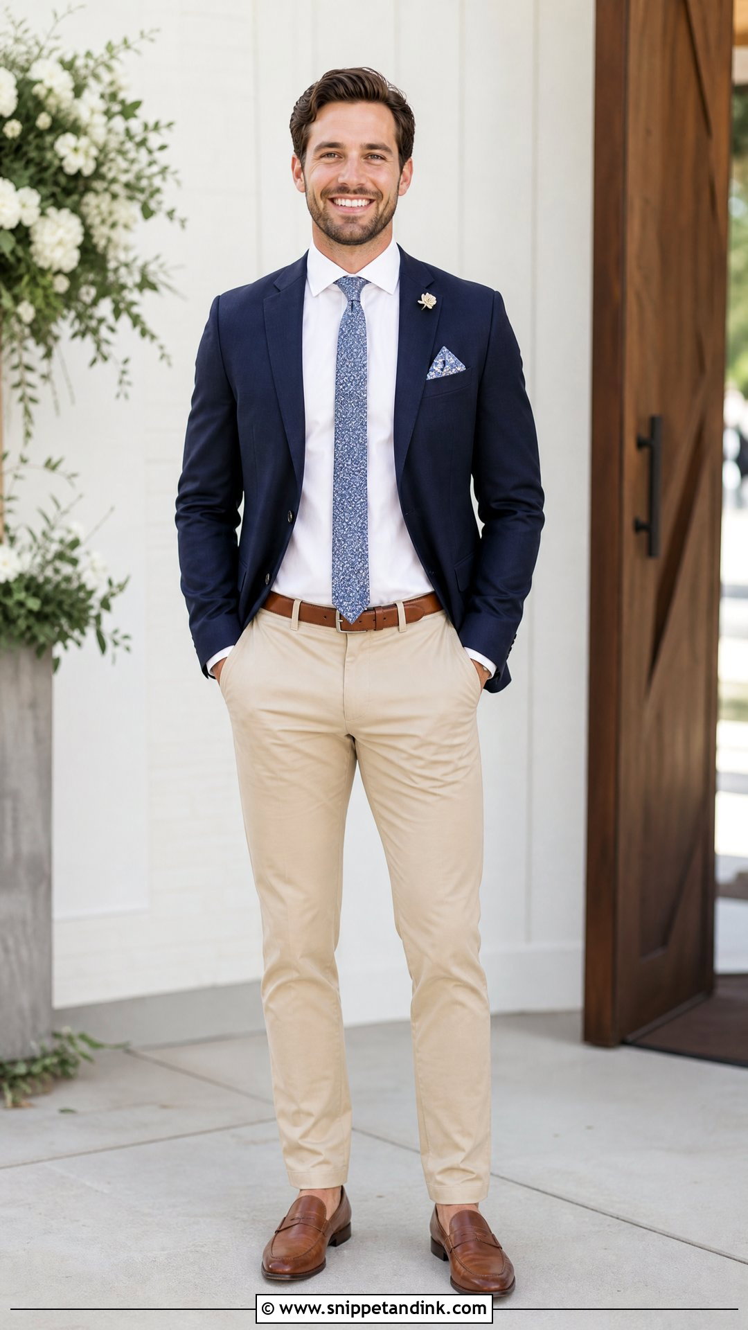 Blazer And Chinos Wedding Usher Outfit - Snippet and Ink - 20 Usher Wedding Outfits
