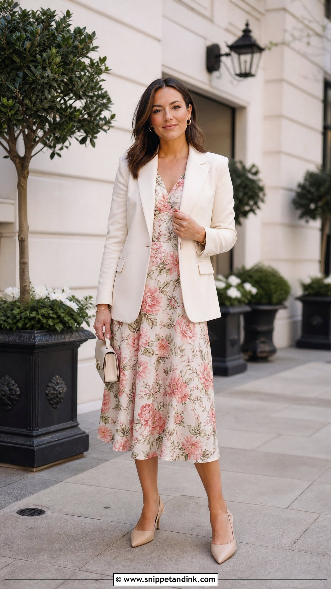 Blazer And Midi Dress Ceremony Outfit - Snippet and Ink - 25 Ceremony Outfit Ideas