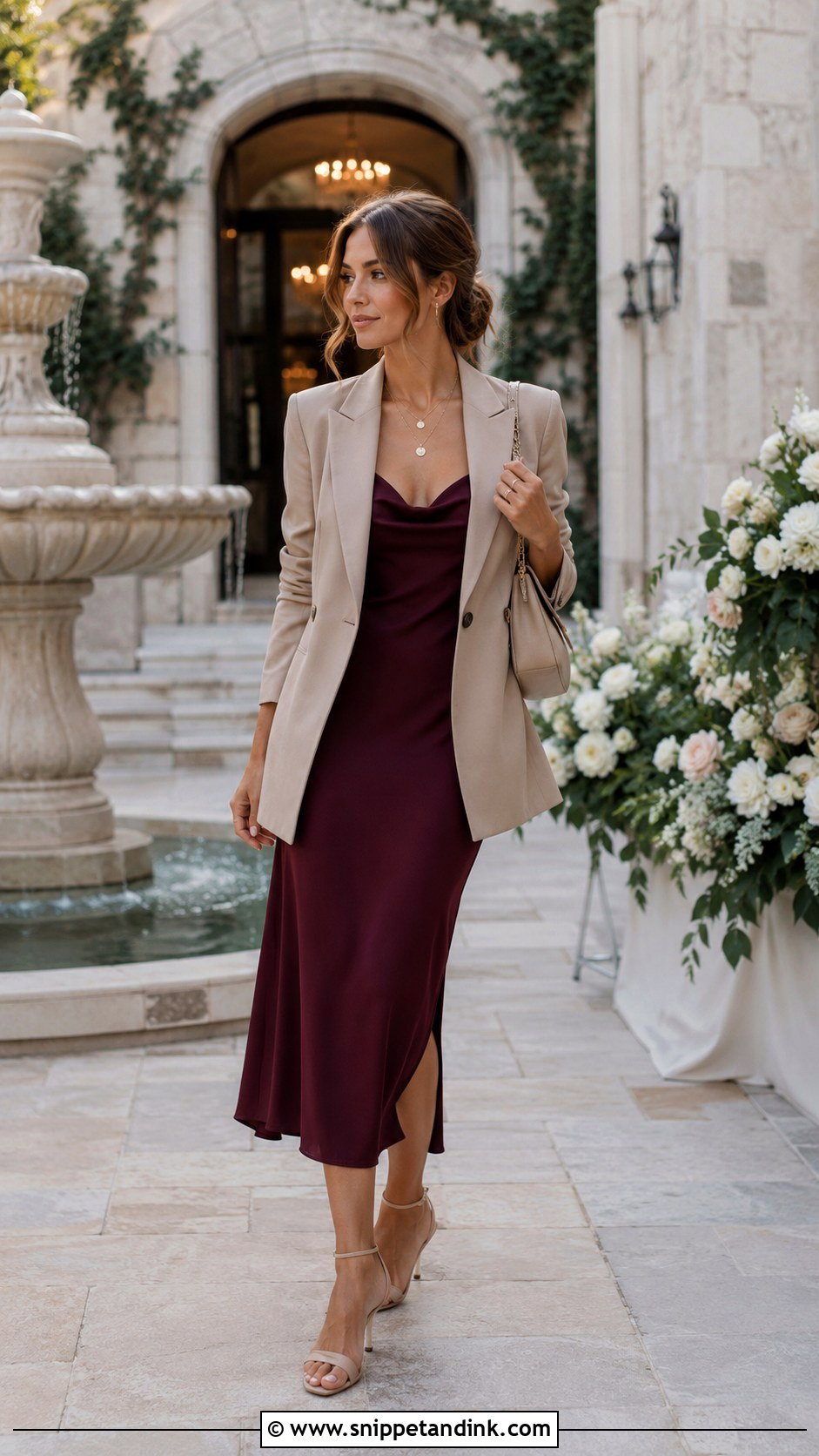 Blazer And Slip Dress Casual Wedding Outfit - Snippet and Ink - 20 Casual Wedding Party Attire Ideas