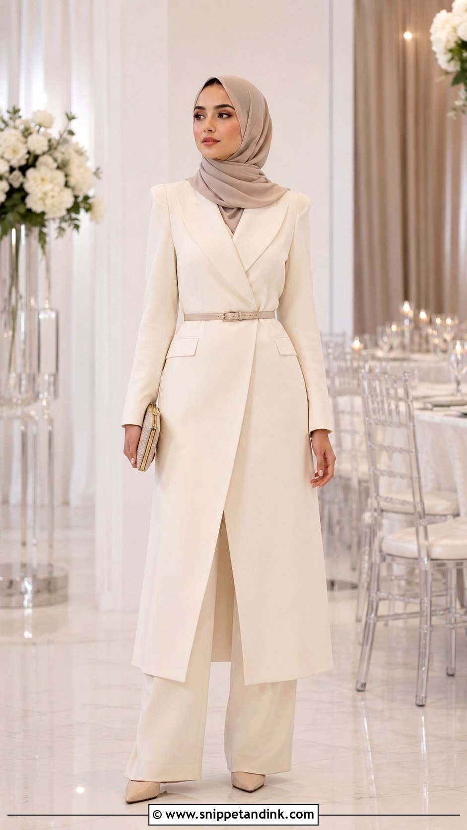 Blazer Dress With Trousers And Hijab - Snippet and Ink - 30 Hijab Style for Wedding Ideas