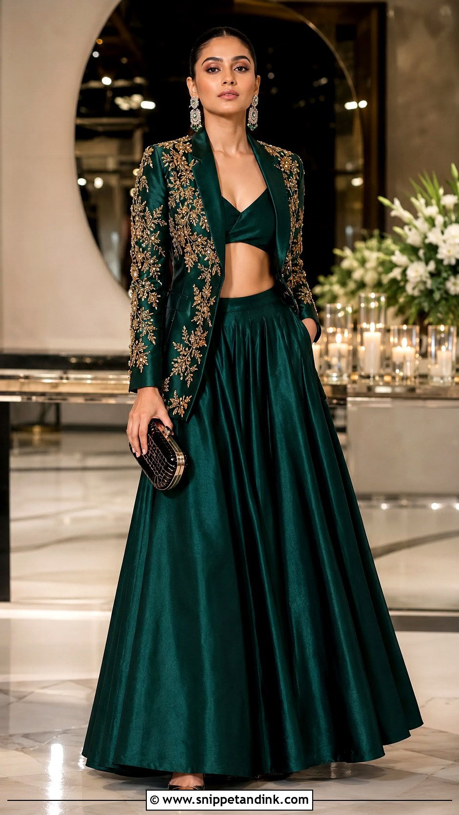 Blazer Lehenga Cocktail Night Outfit - Snippet and Ink - 25 Indian Wedding Cocktail Night Outfit Ideas