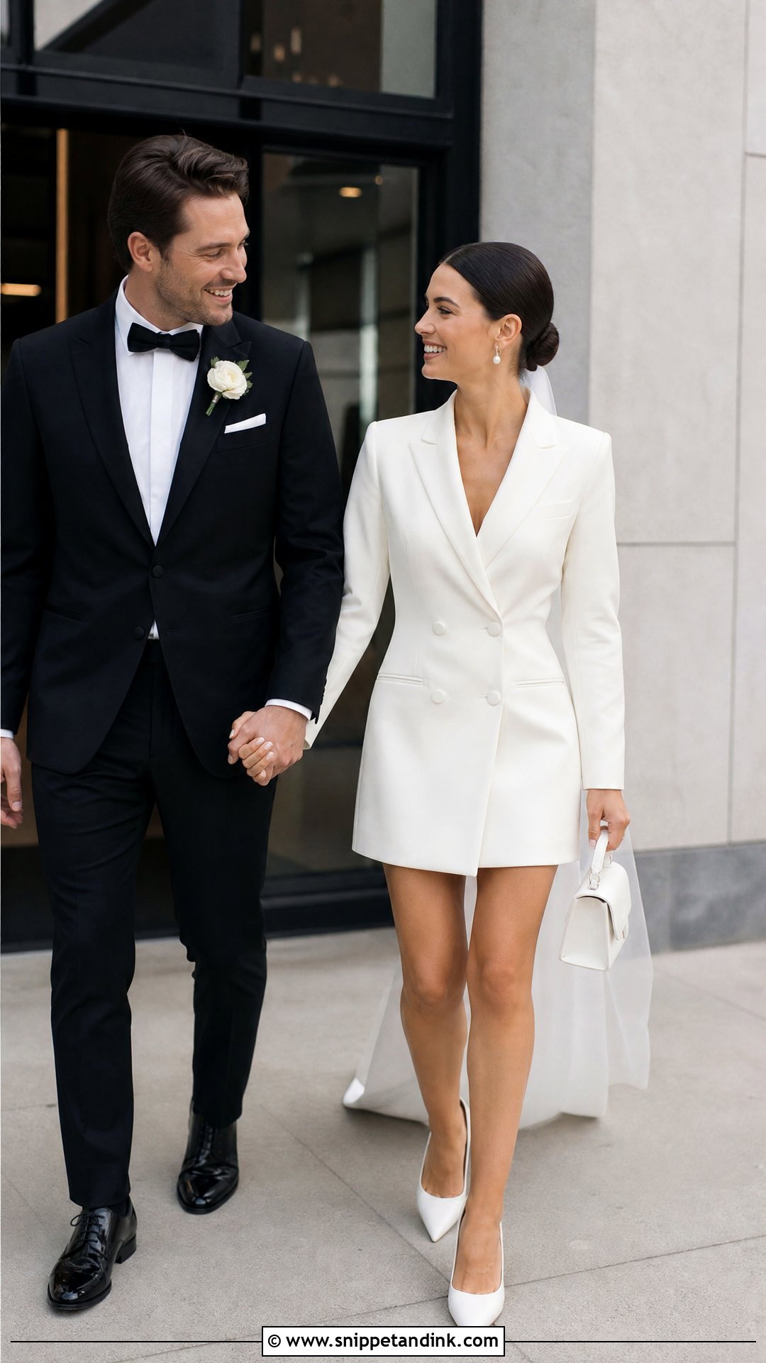 Blazer Wedding Exit Mini Dress - Snippet and Ink - 20 Wedding Exit Dress Ideas