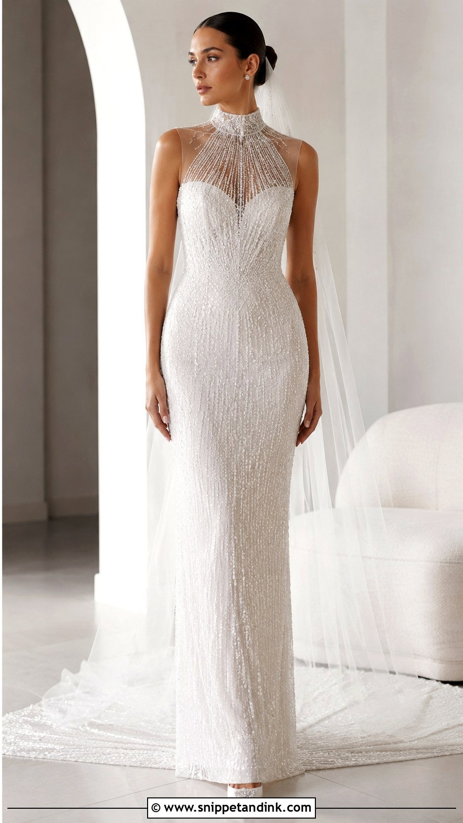 Bling High Neck Wedding Dress - Snippet and Ink - 25 Bling Wedding Dress Ideas