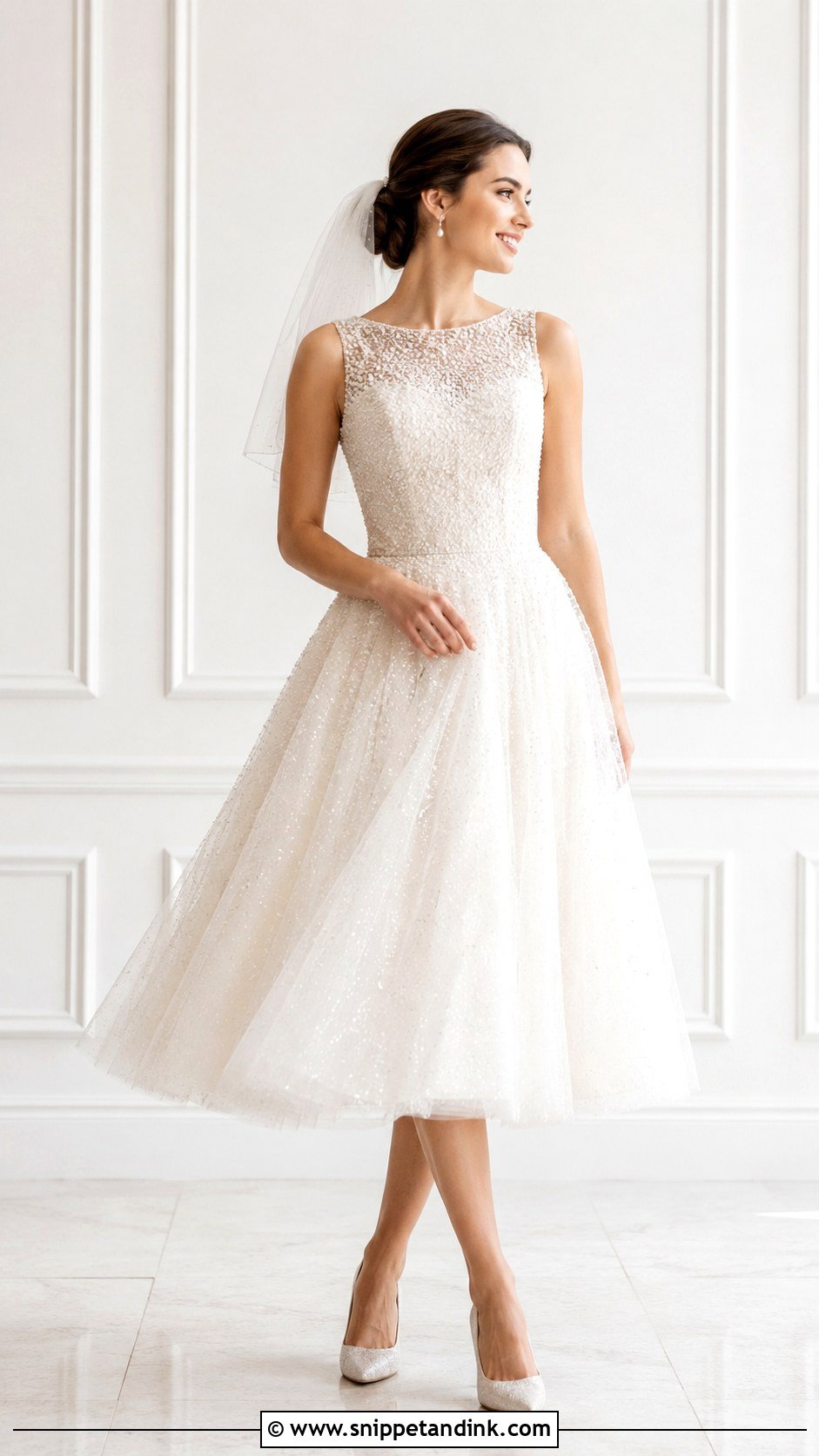 Bling Tea Length Wedding Dress - Snippet and Ink - 25 Bling Wedding Dress Ideas