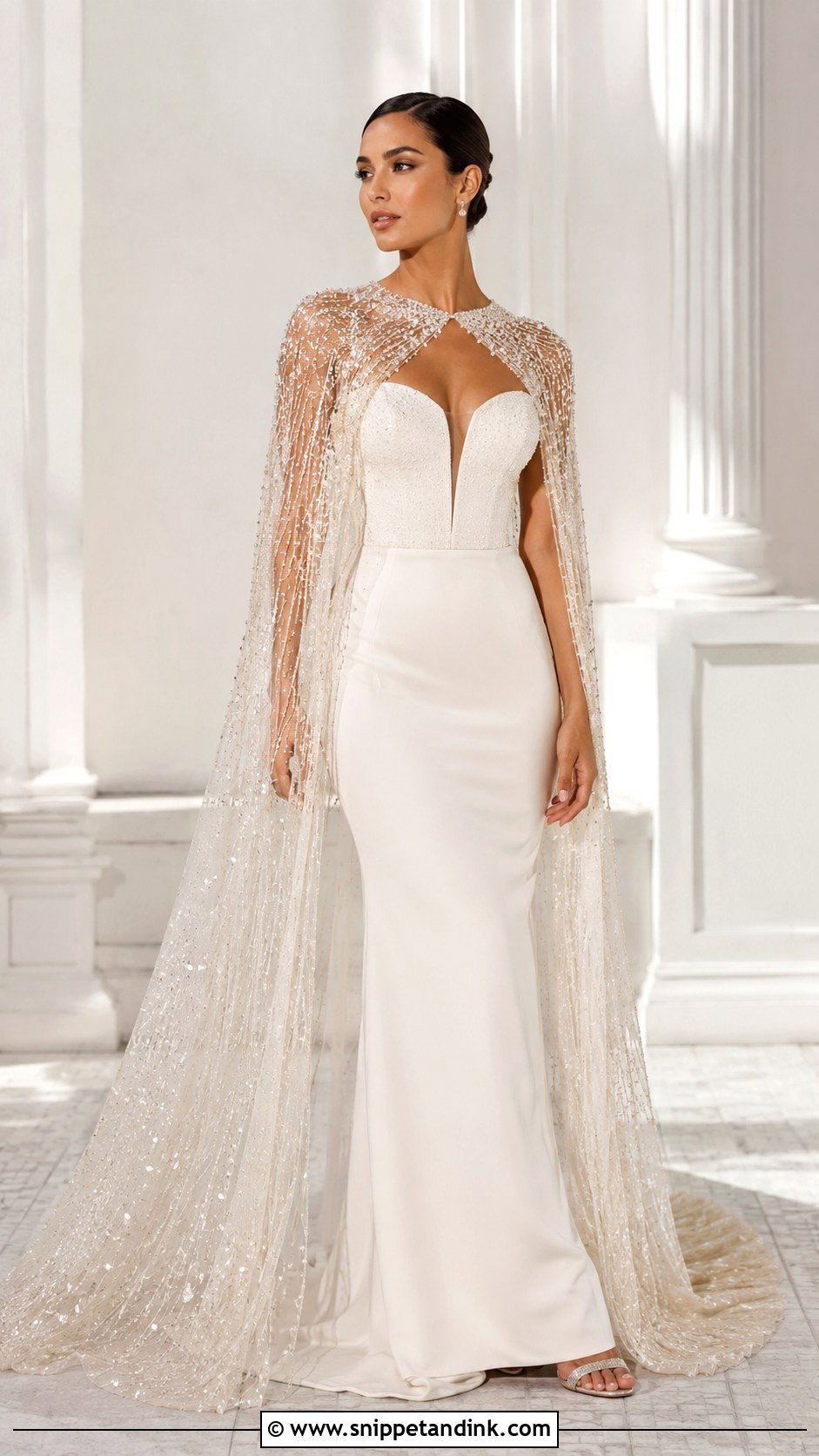 Bling Wedding Dress With Cape - Snippet and Ink - 25 Bling Wedding Dress Ideas