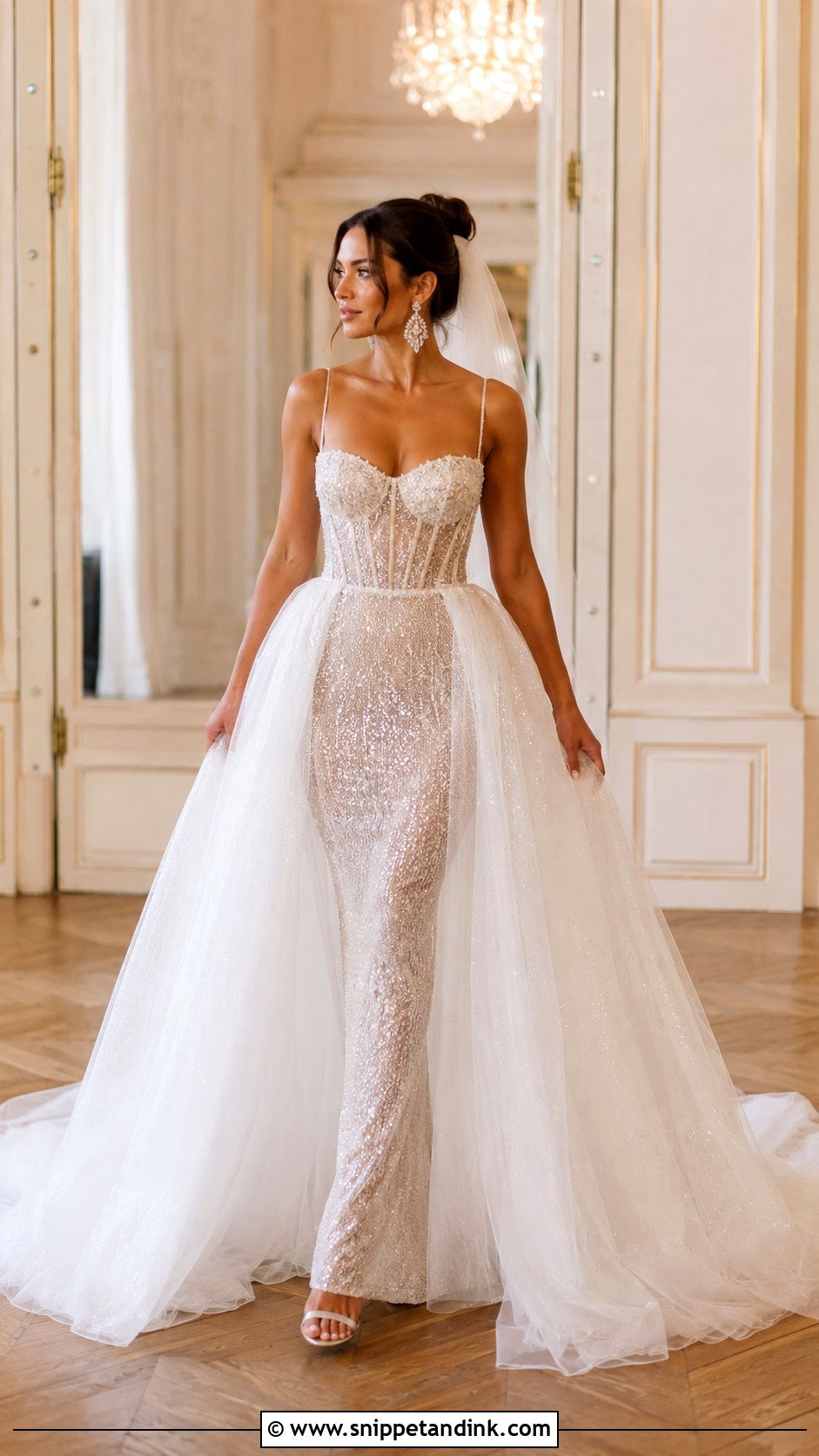 Bling Wedding Dress With Detachable Skirt - Snippet and Ink - 25 Bling Wedding Dress Ideas