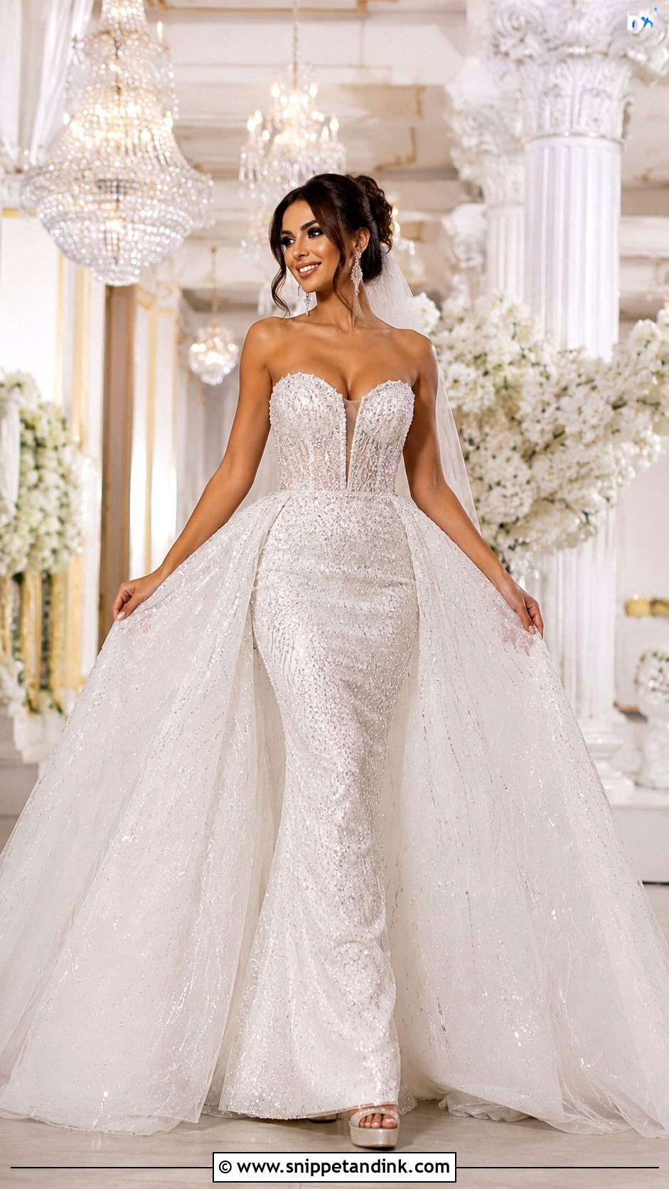 Bling Wedding Dress With Overskirt - Snippet and Ink - 25 Bling Wedding Dress Ideas
