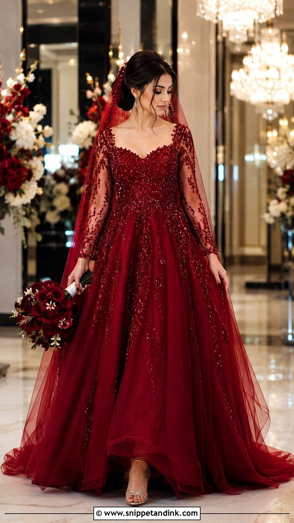 Blood Red Beaded Wedding Dress - Snippet and Ink - 25 Blood Wedding Dress Ideas