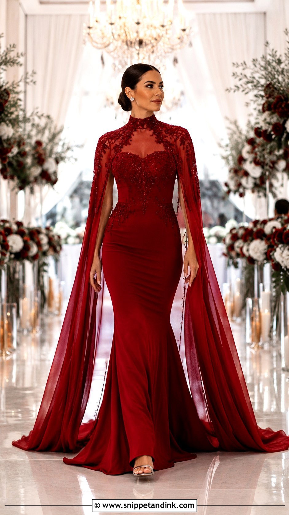 Blood Red Cape Wedding Dress - Snippet and Ink - 25 Blood Wedding Dress Ideas