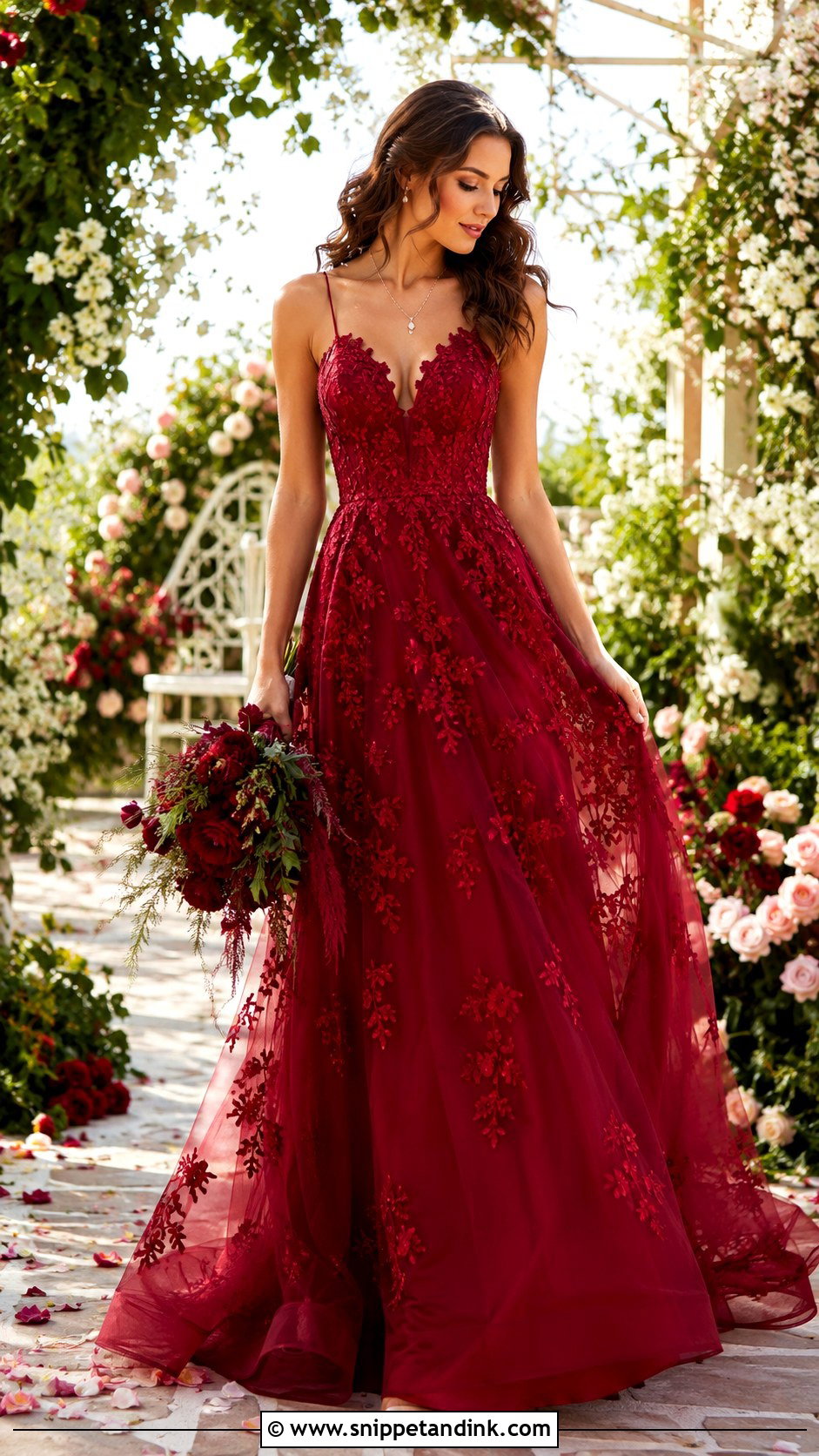Blood Red Floral Wedding Dress - Snippet and Ink - 25 Blood Wedding Dress Ideas