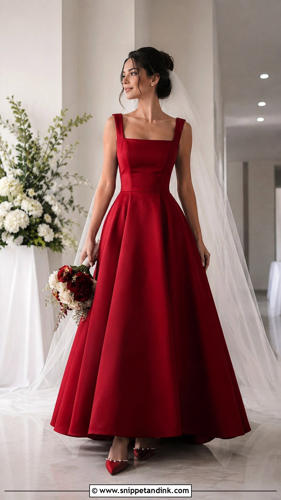 Blood Red Square Neck Wedding Dress - Snippet and Ink - 25 Blood Wedding Dress Ideas