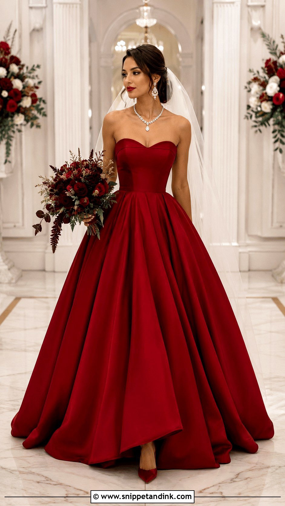 Blood Red Strapless Wedding Dress - Snippet and Ink - 25 Blood Wedding Dress Ideas