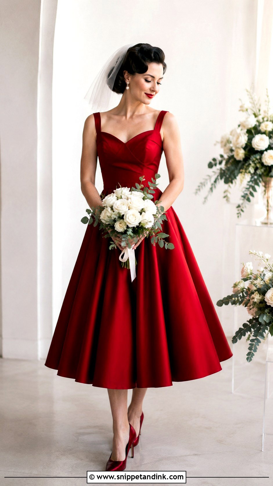Blood Red Tea Length Wedding Dress - Snippet and Ink - 25 Blood Wedding Dress Ideas