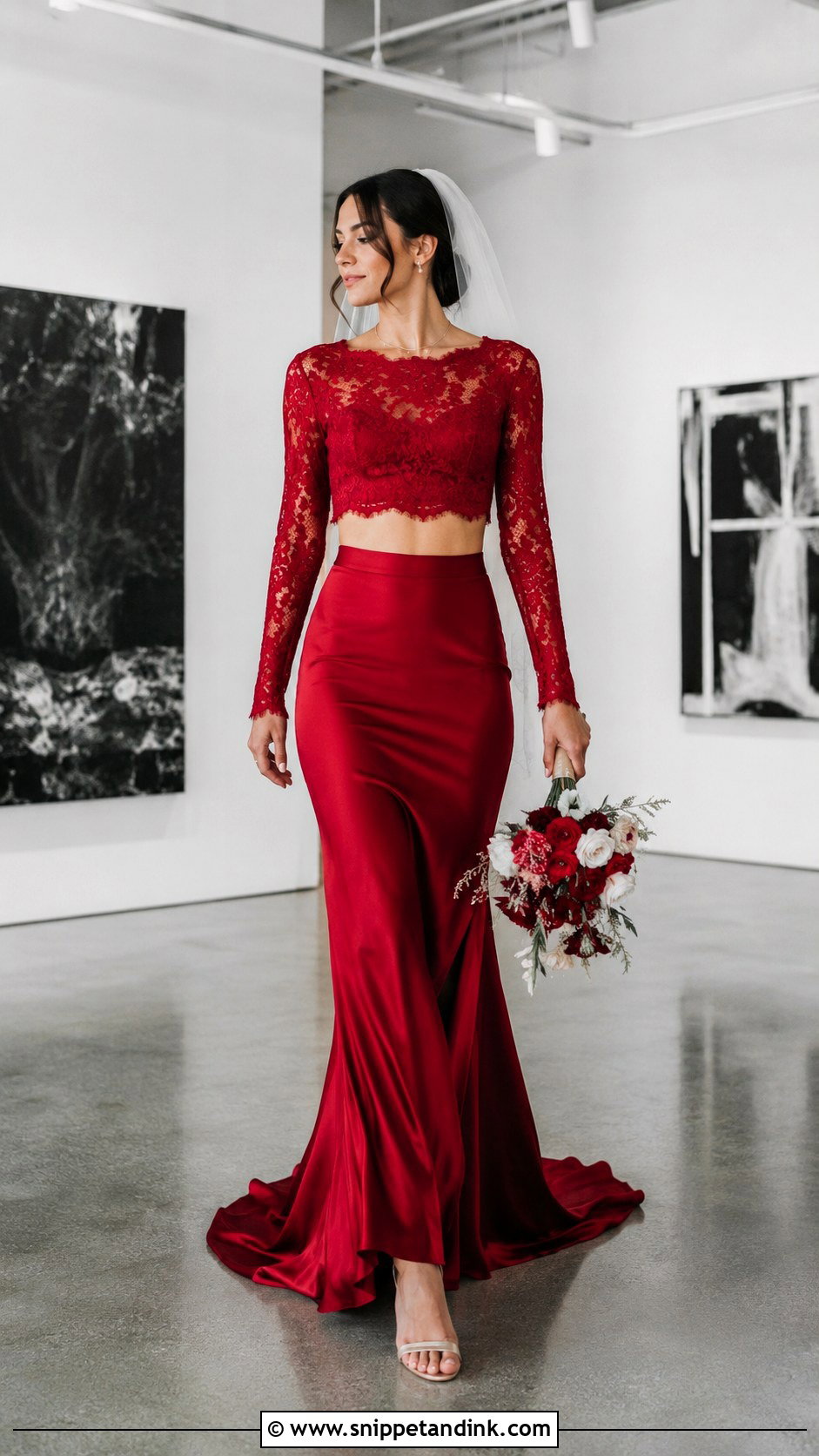 Blood Red Two Piece Wedding Dress - Snippet and Ink - 25 Blood Wedding Dress Ideas