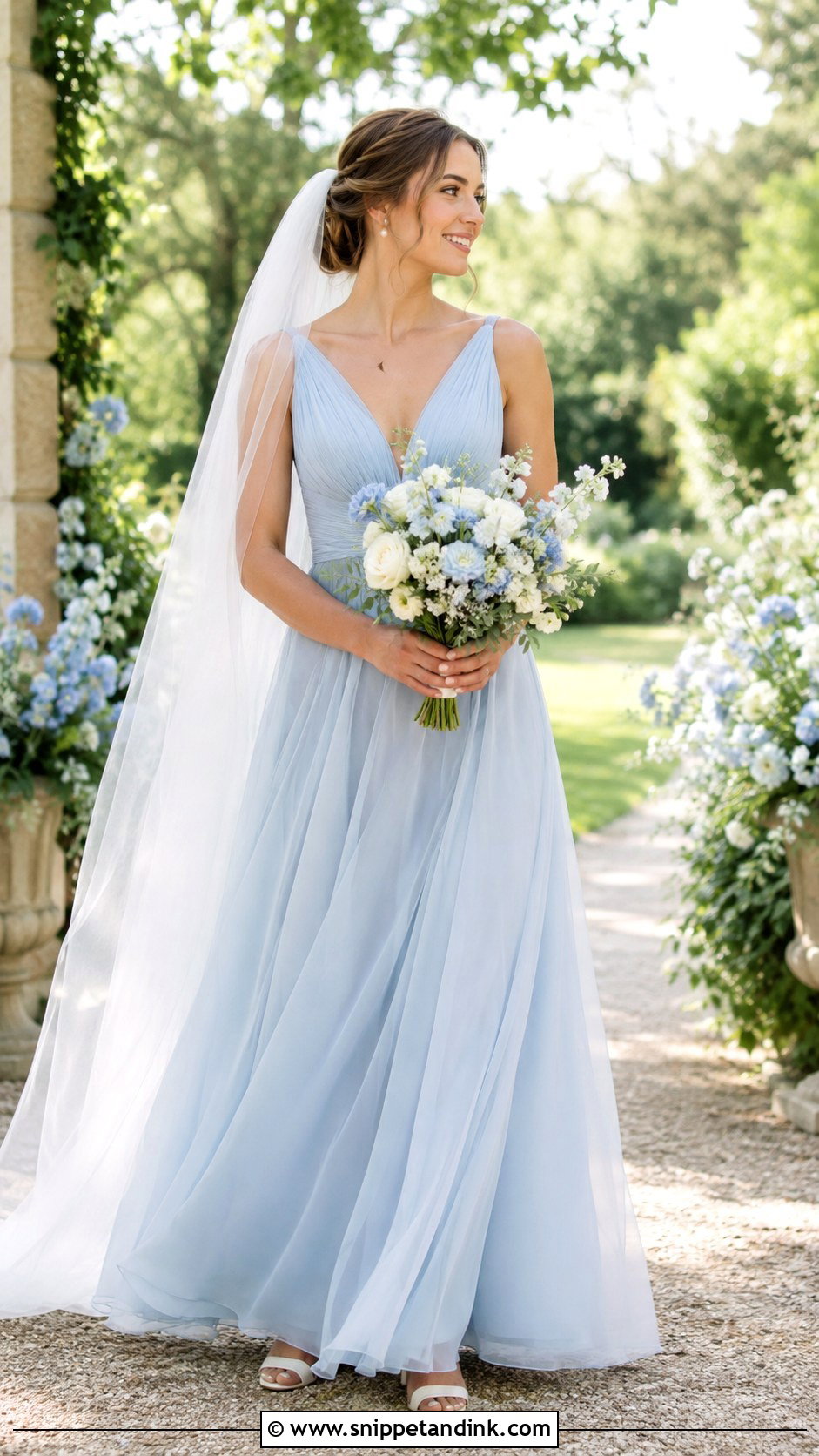 Blue A Line Wedding Dress - Snippet and Ink - 25 Blue Wedding Dresses