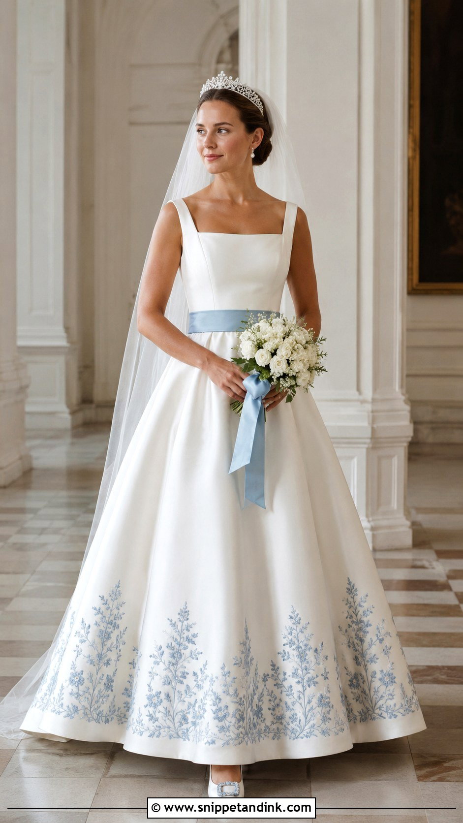 Blue Accent Royal Wedding Dress - Snippet and Ink - 20 Royal Wedding Dress Aesthetic Ideas