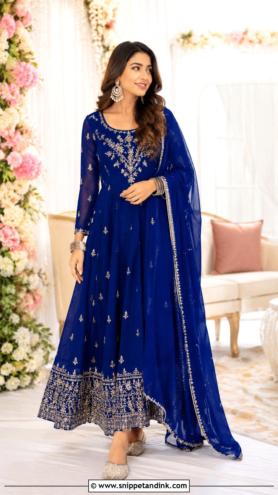 Blue Anarkali Godh Bharai Outfit - Snippet and Ink - 25 Godh Bharai Outfit Ideas