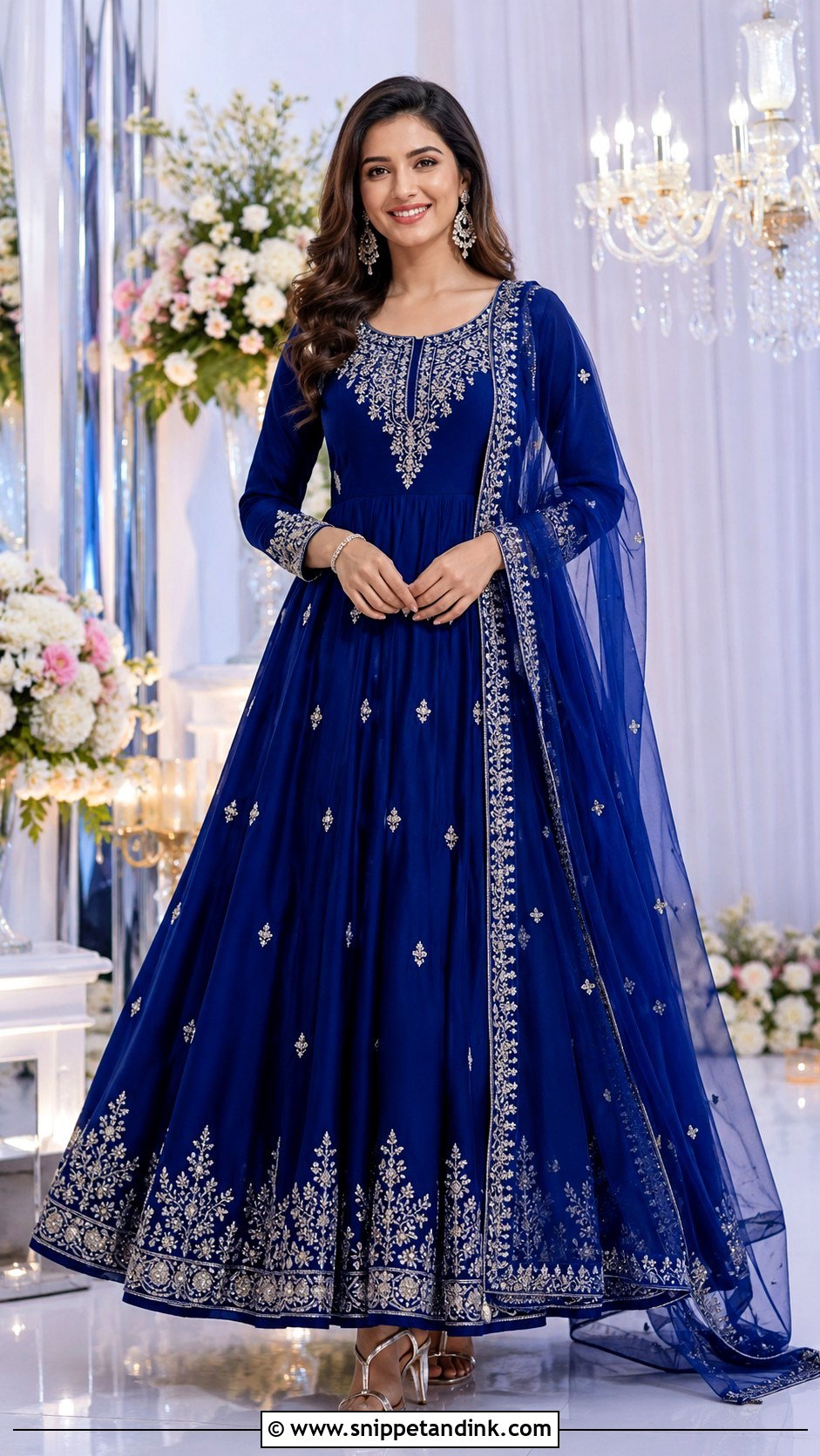 Blue Anarkali Gown With Dupatta - Snippet and Ink - 25 Anarkali Gown with Dupatta Ideas