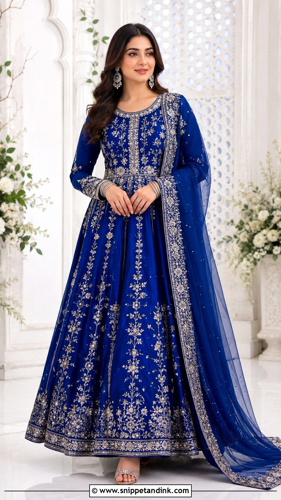 Blue Anarkali Wedding Dress - Snippet and Ink - 30 Indian Muslim Wedding Dresses