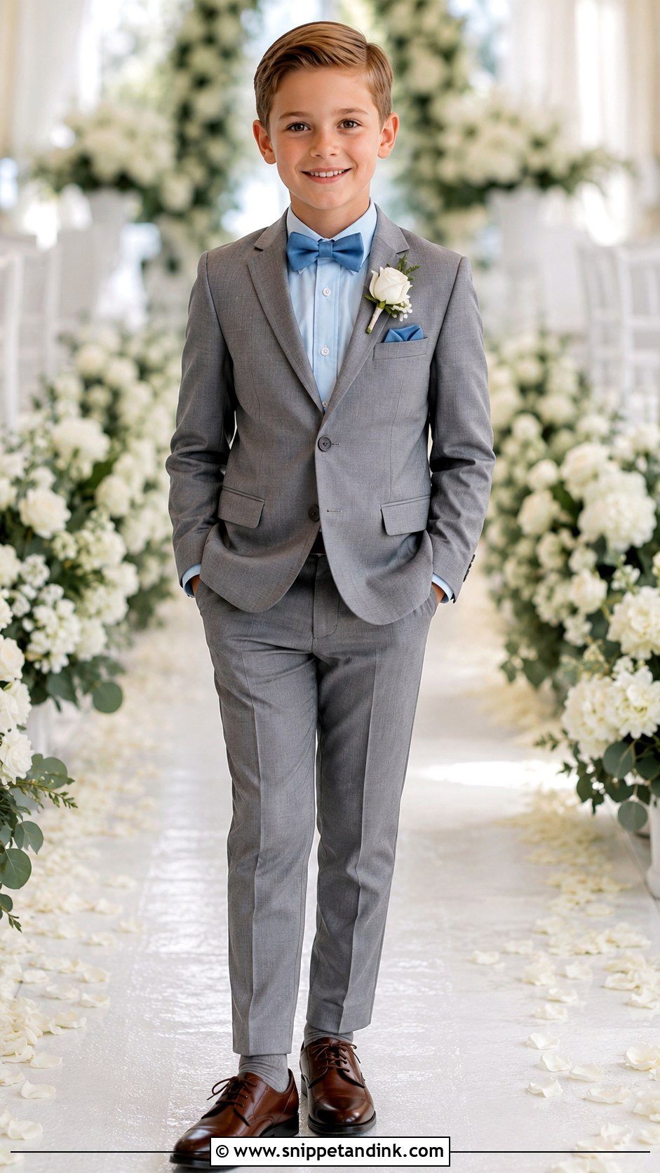 Blue And Gray Ring Bearer Suit - Snippet and Ink - 20 Blue Ring Bearer Outfit Ideas