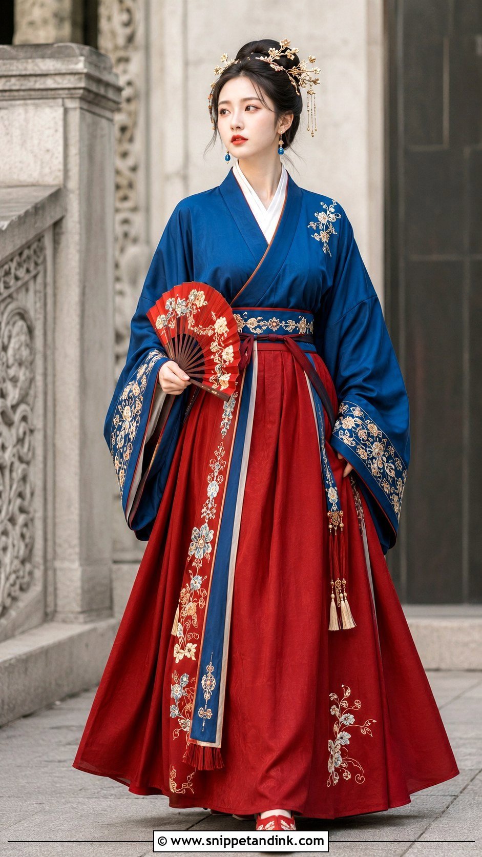 Blue And Red Hanfu Wedding Dress - Snippet and Ink - 20 Hanfu Wedding Dress Ideas