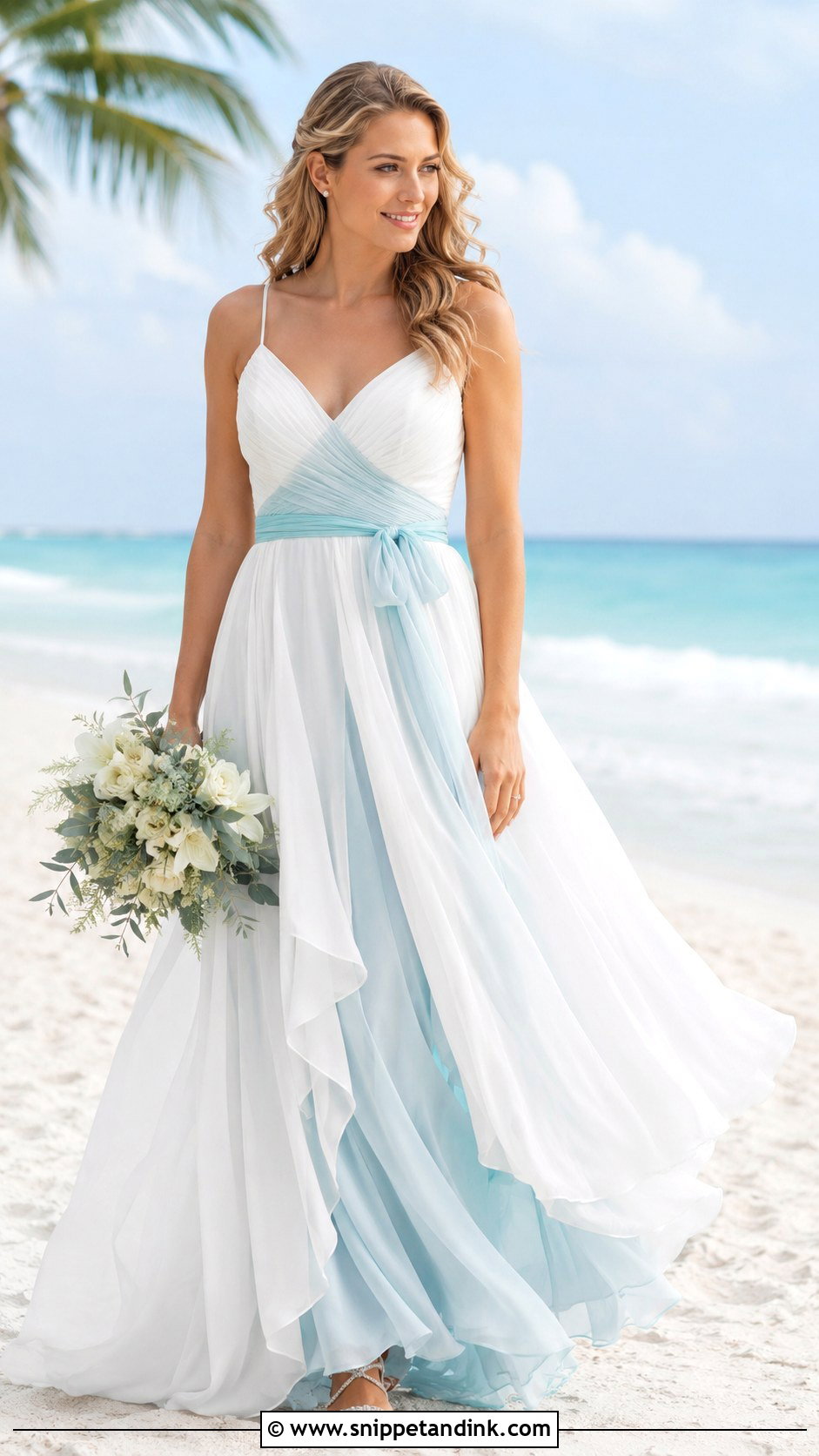 Blue And White Chiffon Wedding Dress - Snippet and Ink - 25 Blue and White Wedding Dress Ideas