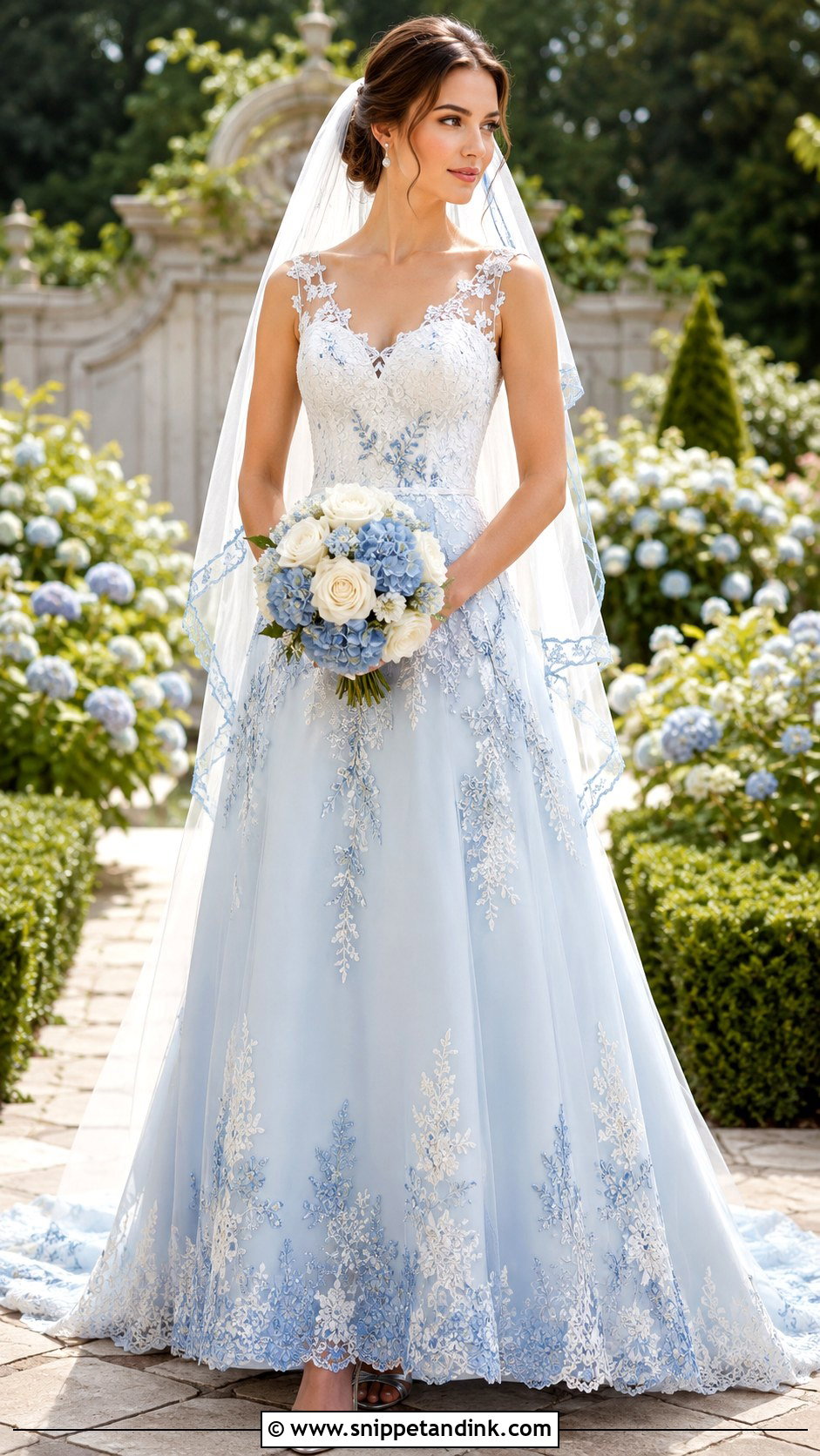 Blue And White Lace Wedding Dress - Snippet and Ink - 20 Blue Lace Wedding Dress Ideas