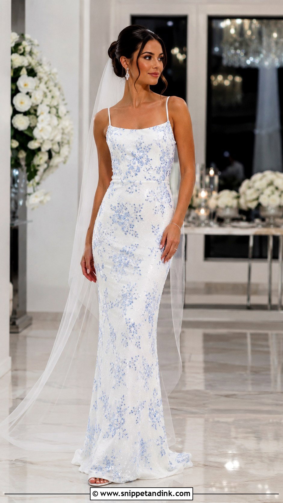 Blue And White Sequin Wedding Dress - Snippet and Ink - 25 Blue and White Wedding Dress Ideas