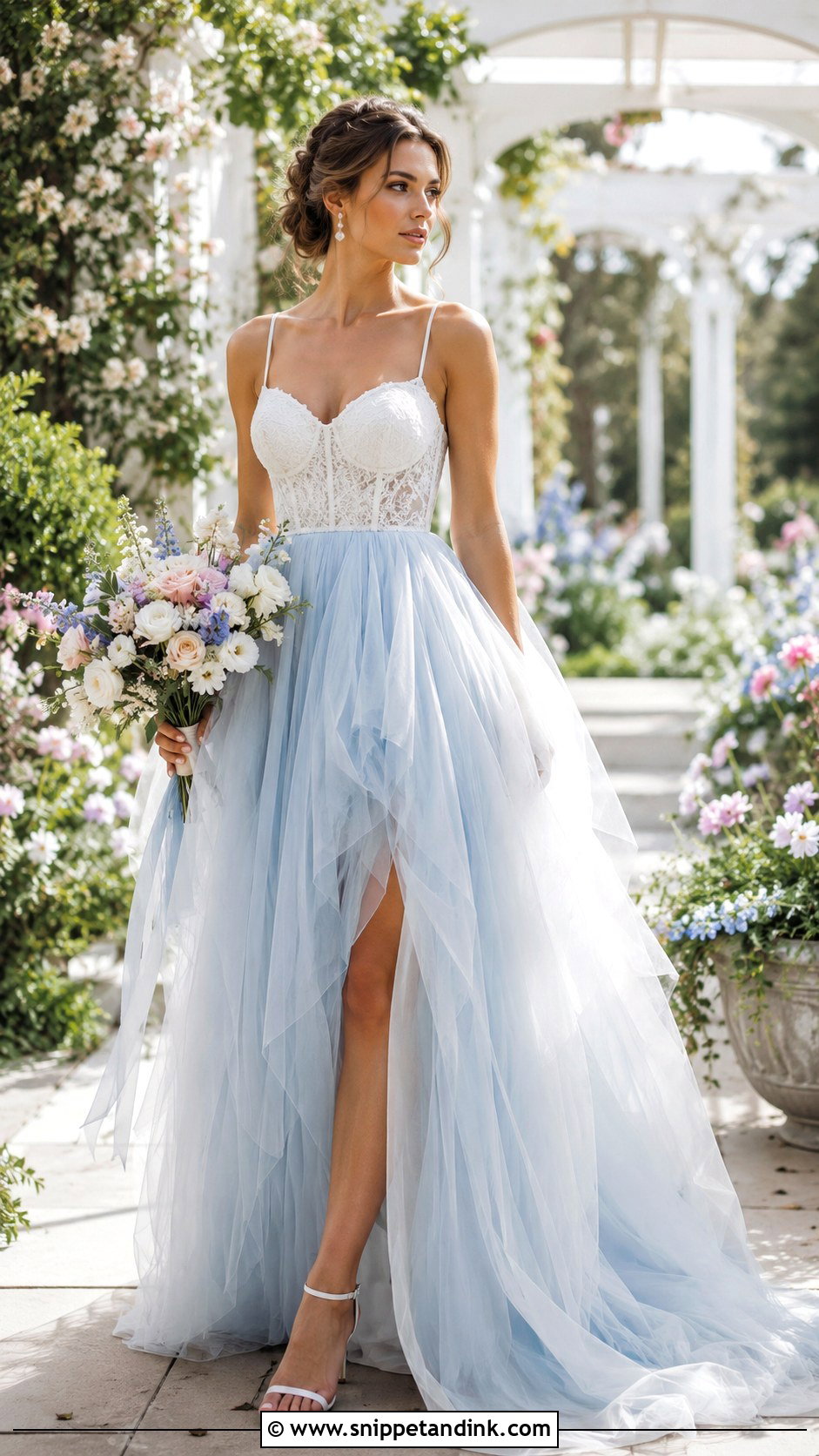 Blue And White Tulle Wedding Dress - Snippet and Ink - 25 Blue and White Wedding Dress Ideas
