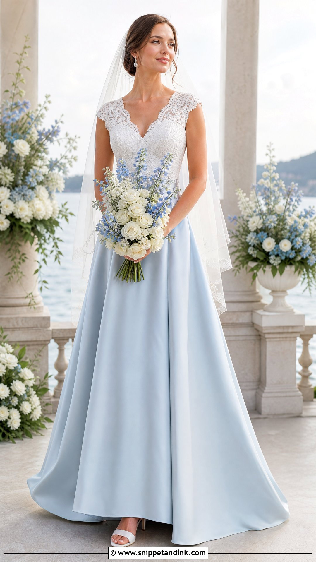 Blue And White Two Tone Bridal Dress - Snippet and Ink - 25 Blue Bridal Dress Ideas