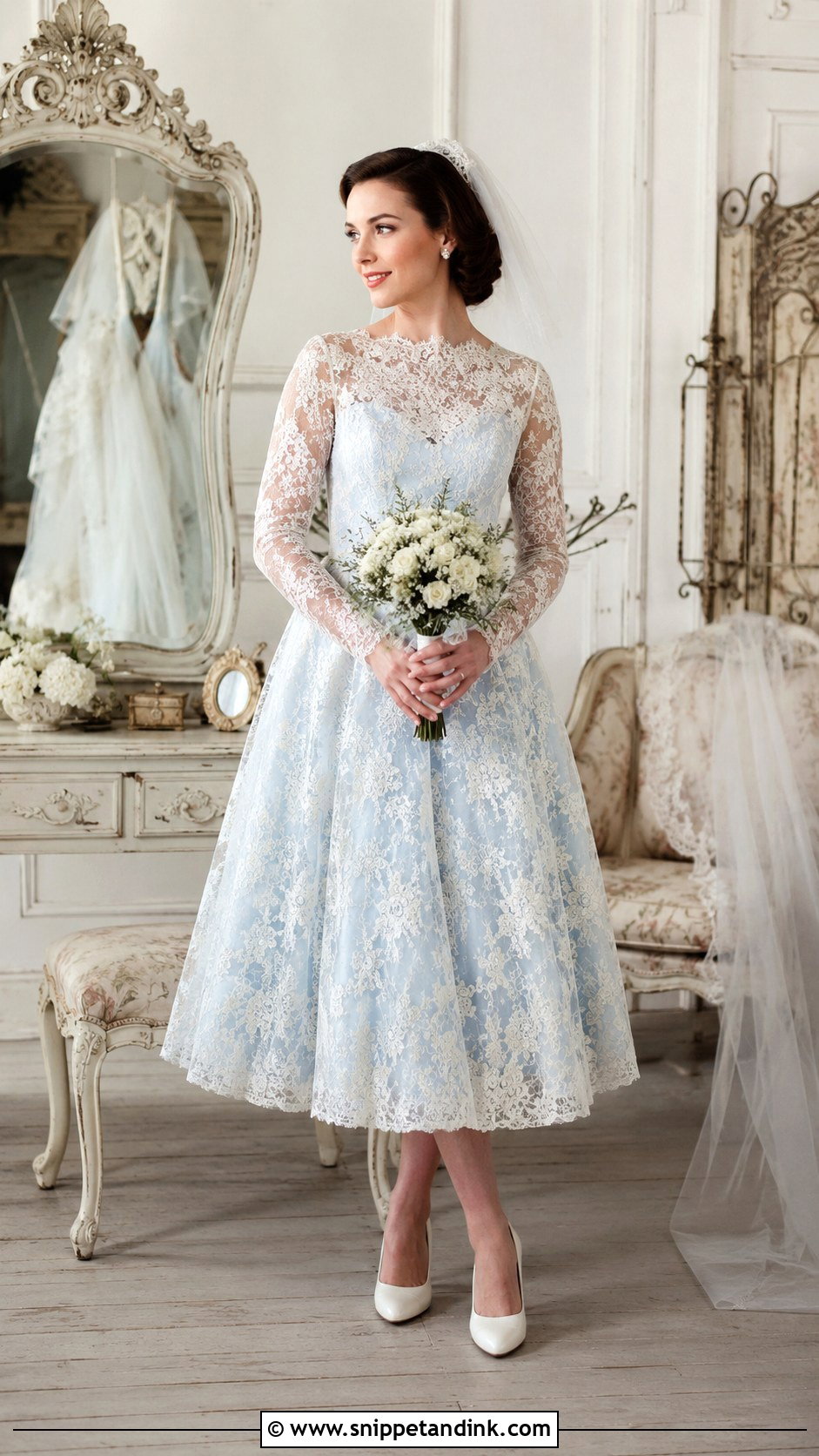 Blue And White Vintage Wedding Dress - Snippet and Ink - 25 Blue and White Wedding Dress Ideas