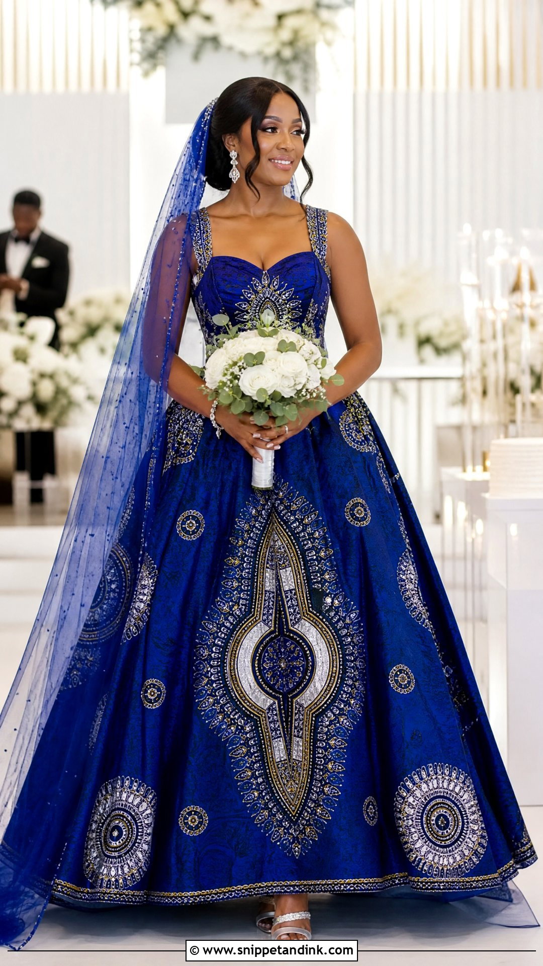 Blue Ankara Bridal Dress - Snippet and Ink - 25 Ankara Bridal Dress Styles