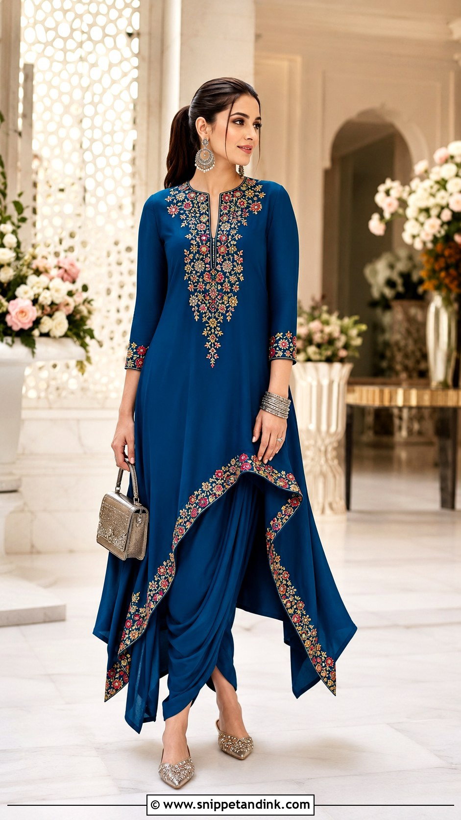 Blue Asymmetrical Mehendi Suit - Snippet and Ink - 20 Mehendi Suits Mehndi Outfit