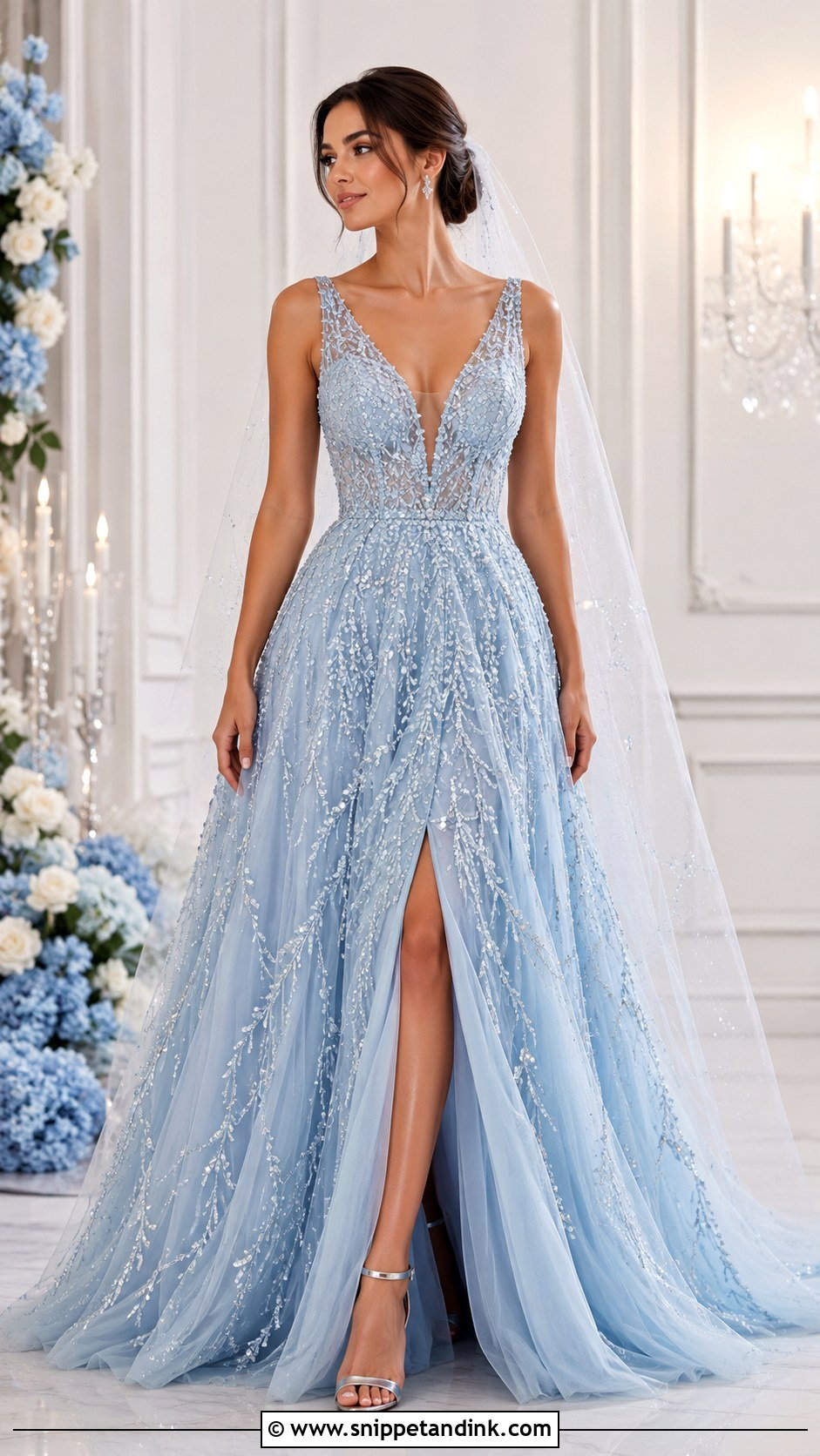 Blue Beaded Wedding Gown - Snippet and Ink - 25 Blue Wedding Gowns