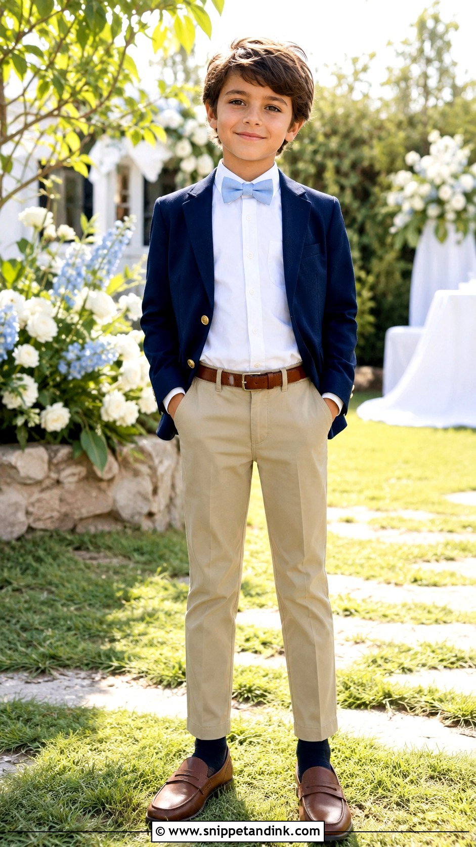 Blue Blazer And Khaki Ring Bearer Outfit - Snippet and Ink - 20 Blue Ring Bearer Outfit Ideas