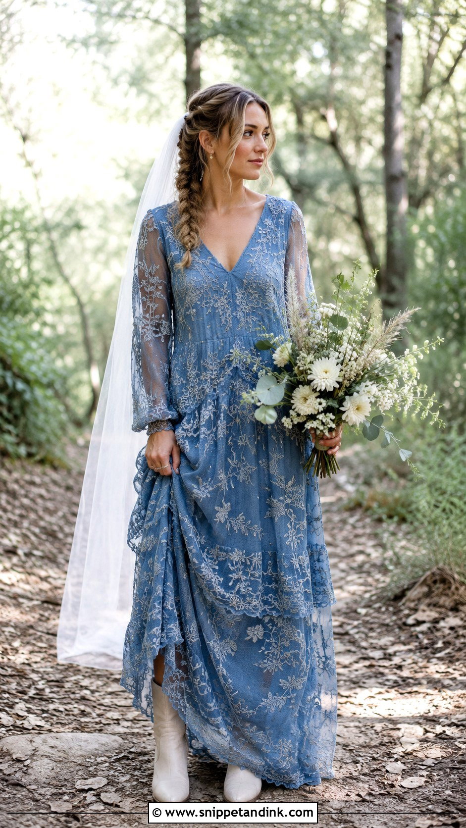 Blue Boho Lace Wedding Dress Outfit - Snippet and Ink - 20 Blue Wedding Dress Outfit Ideas