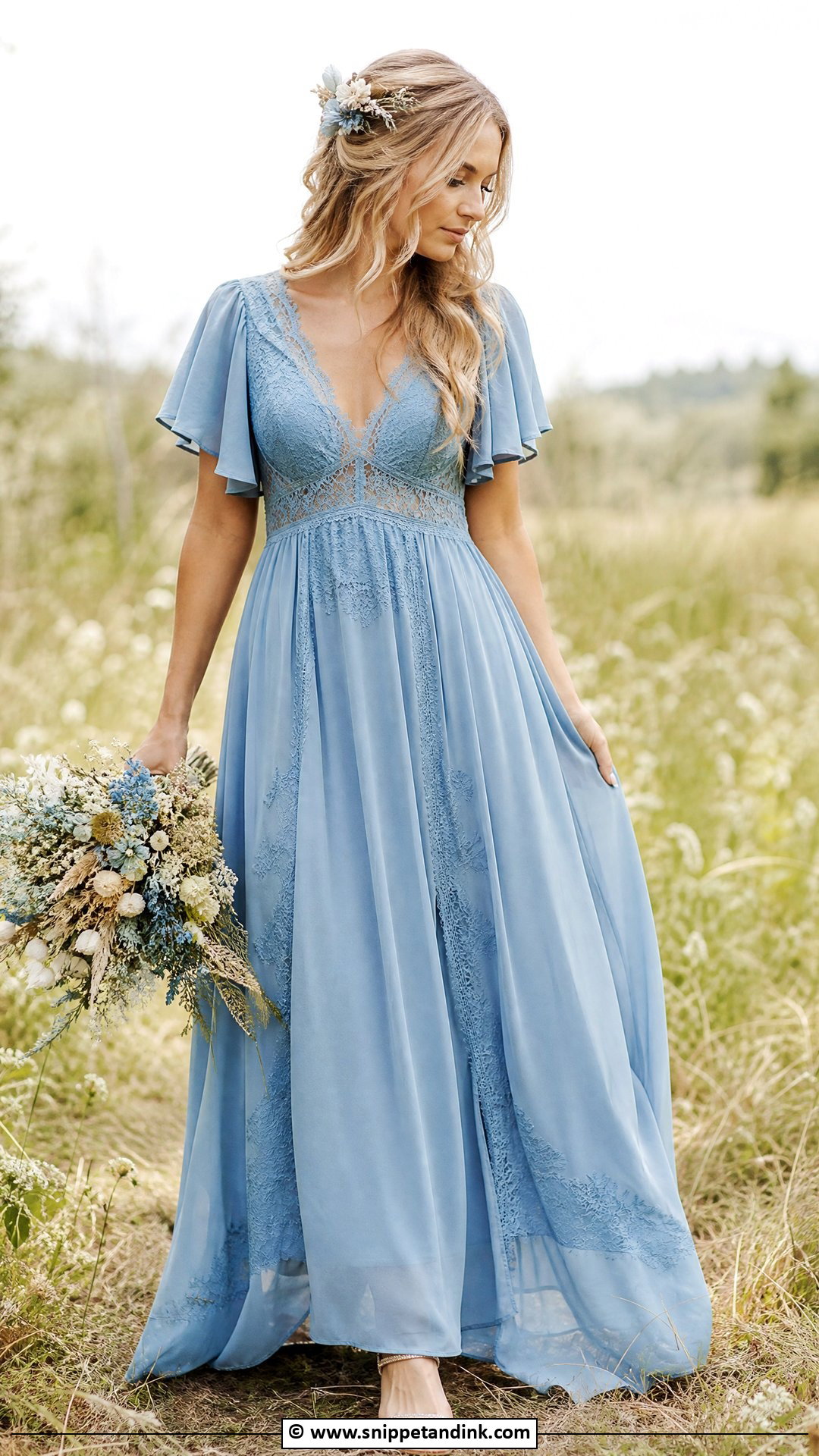 Blue Boho Wedding Dress - Snippet and Ink - 35 Blue Wedding Dress Ideas